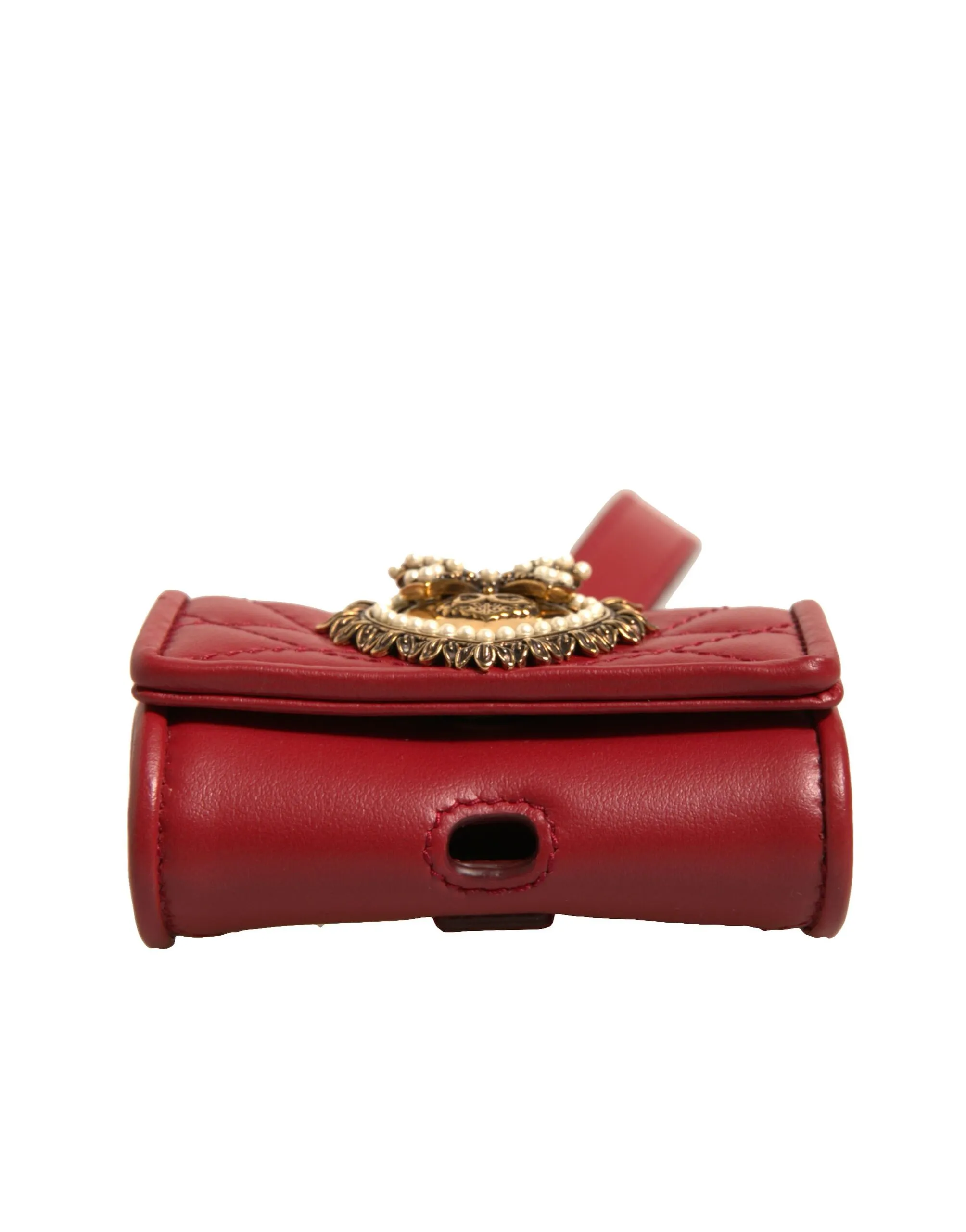 Black Leather Devotion Heart Strap Airpod Women's Case - Dolce & Gabbana - Modalova