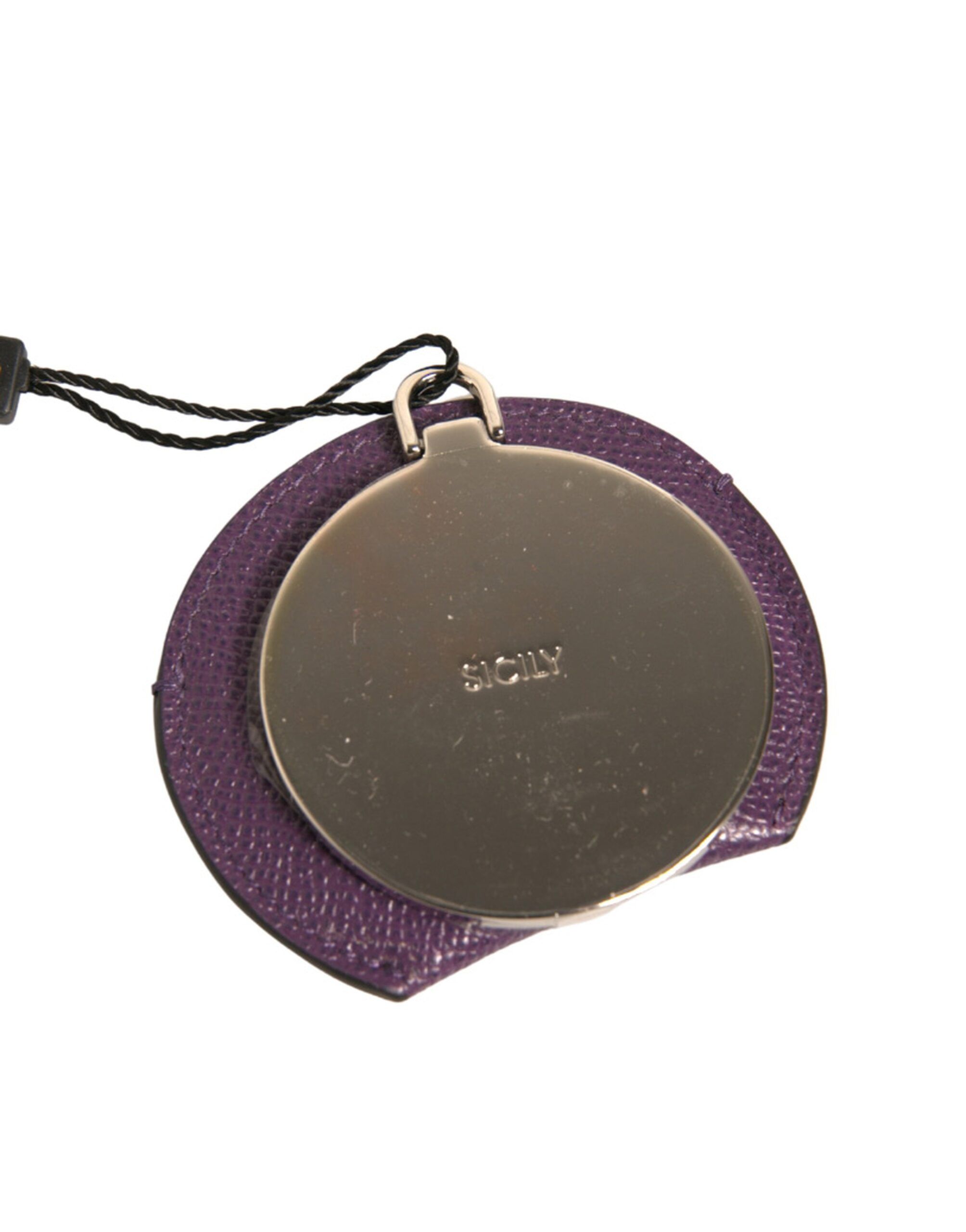 Calfskin Leather Round Logo Hand Mirror Women's Holder - Dolce & Gabbana - Modalova