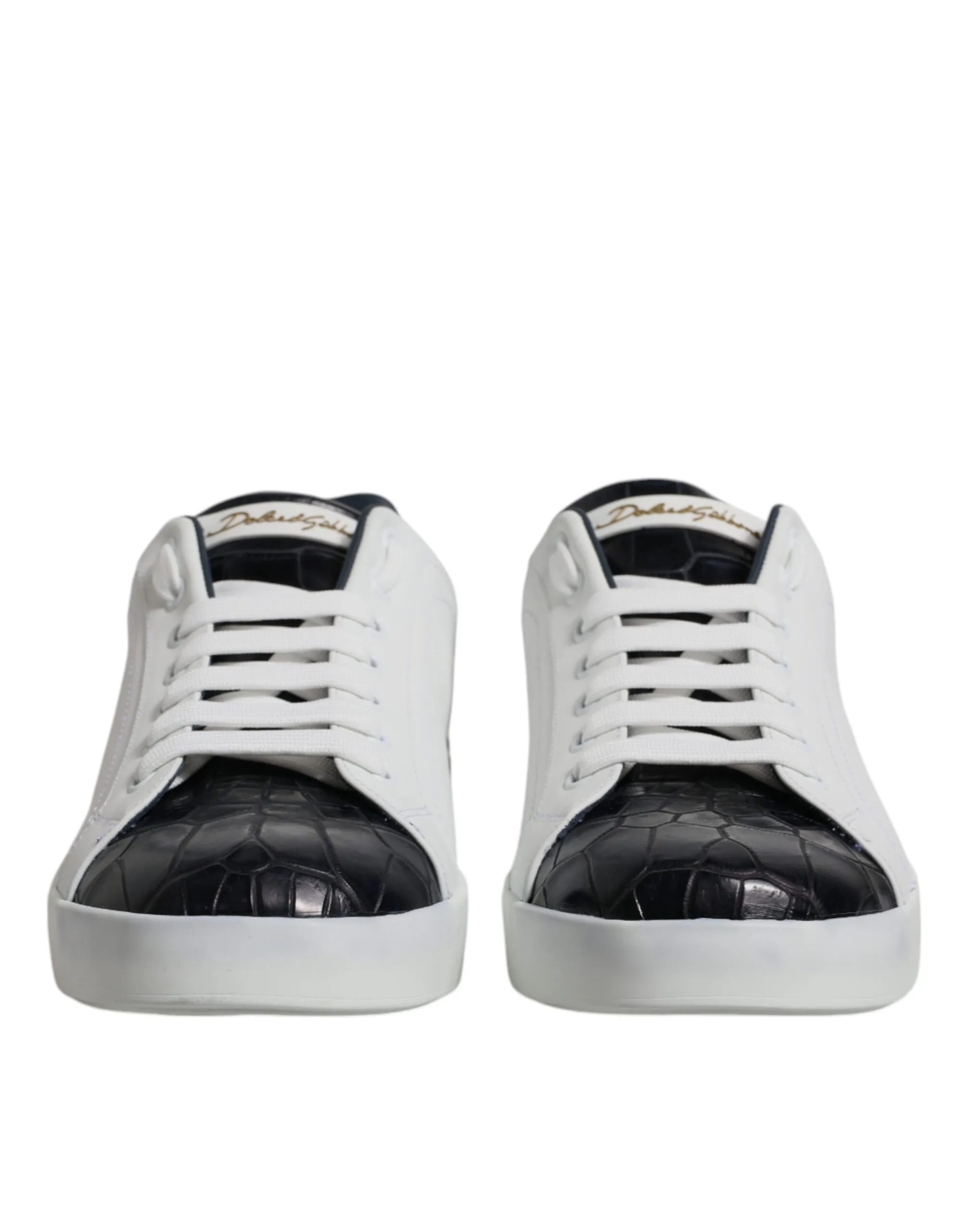 White Black Leather Portofino Sneakers Men's Shoes - Dolce & Gabbana - Modalova