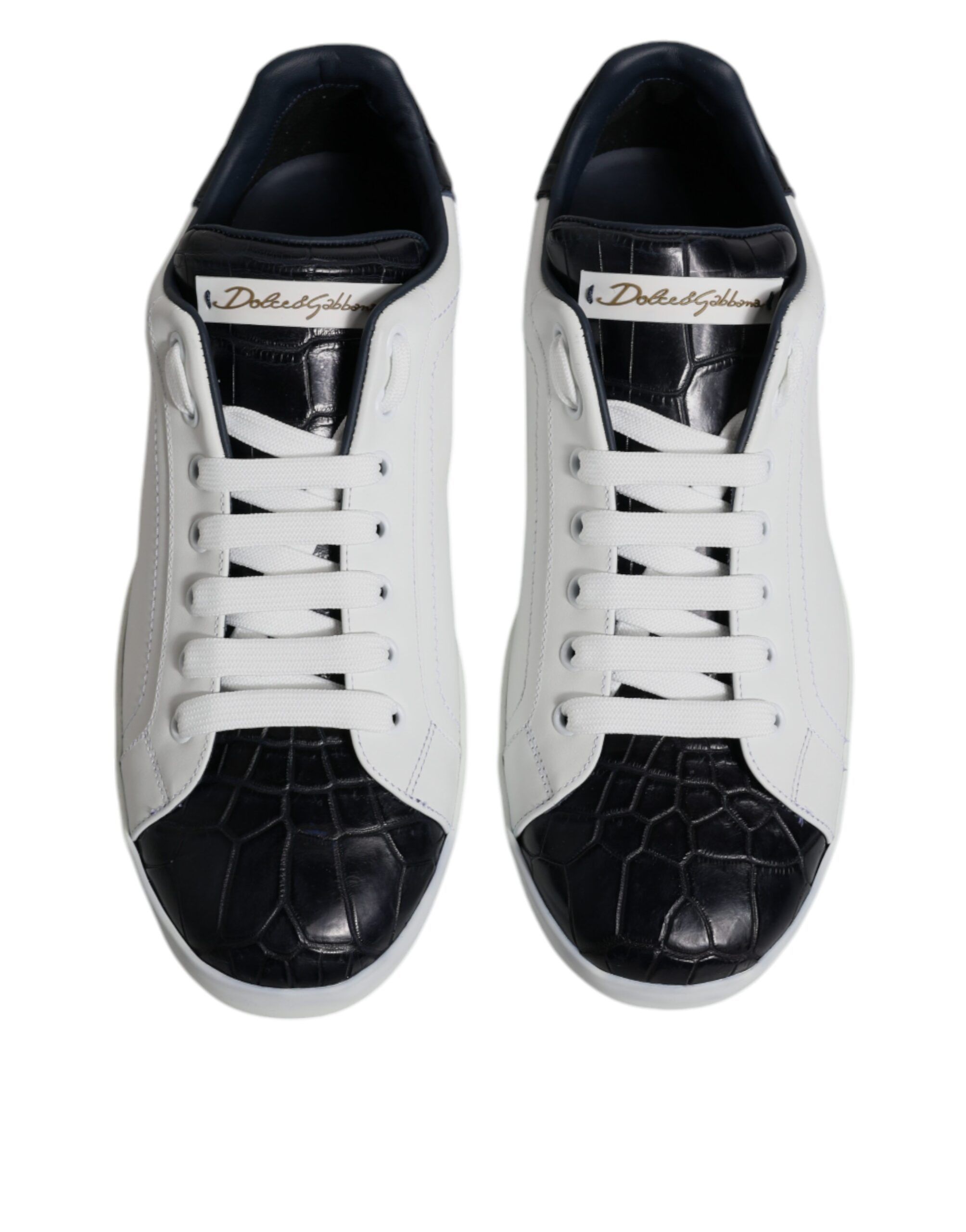 White Black Leather Portofino Sneakers Men's Shoes - Dolce & Gabbana - Modalova