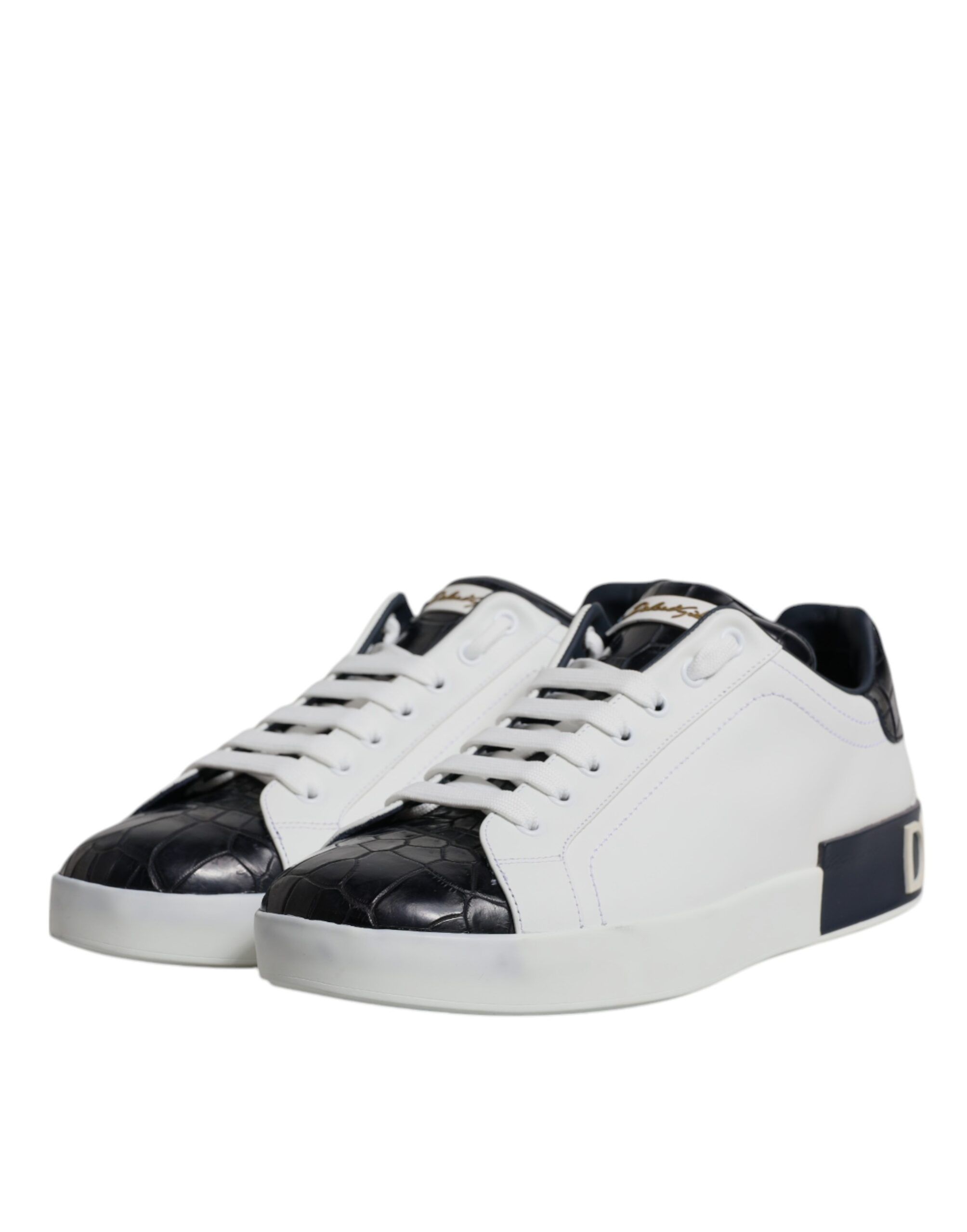 White Black Leather Portofino Sneakers Men's Shoes - Dolce & Gabbana - Modalova