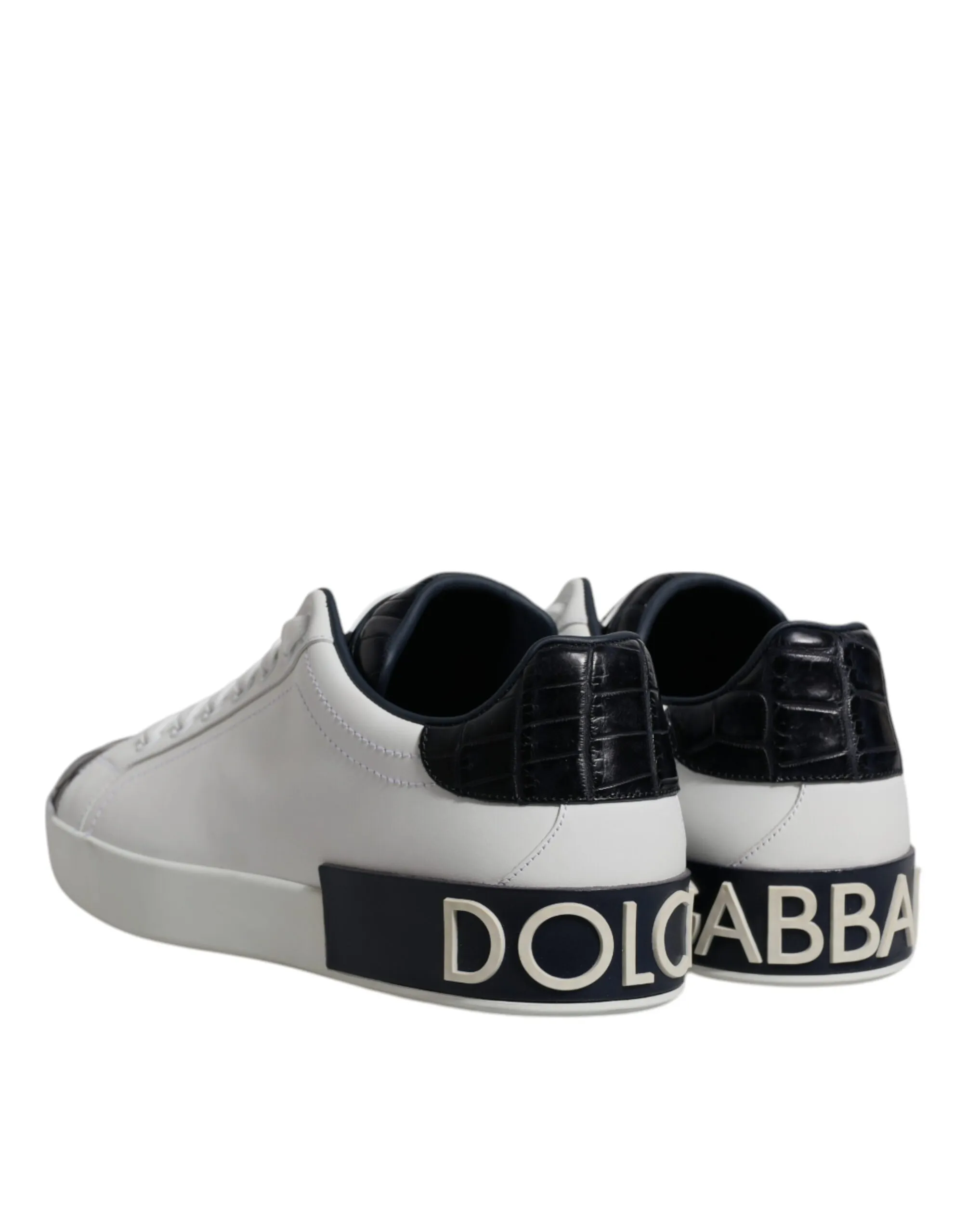 White Black Leather Portofino Sneakers Men's Shoes - Dolce & Gabbana - Modalova