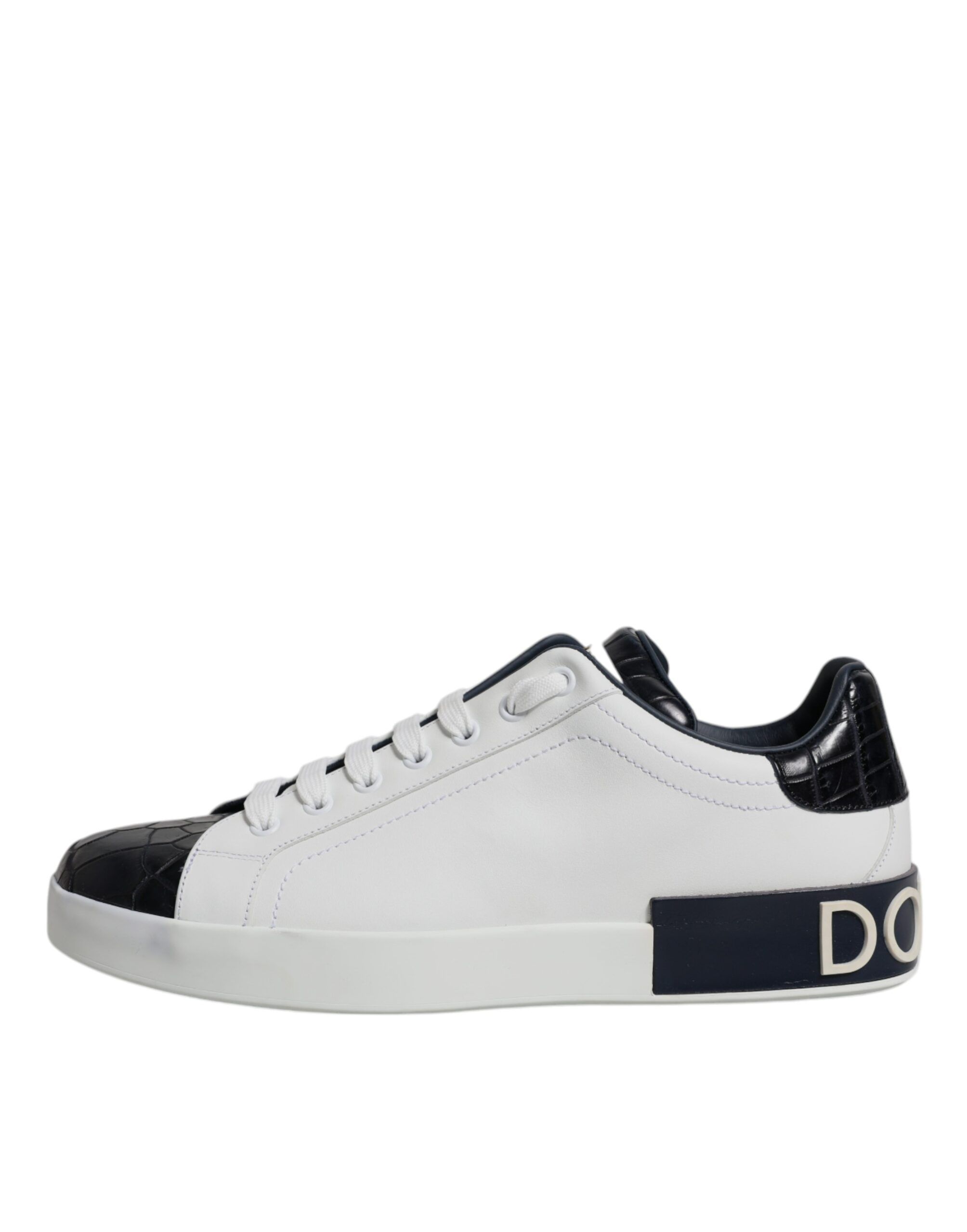 White Black Leather Portofino Sneakers Men's Shoes - Dolce & Gabbana - Modalova