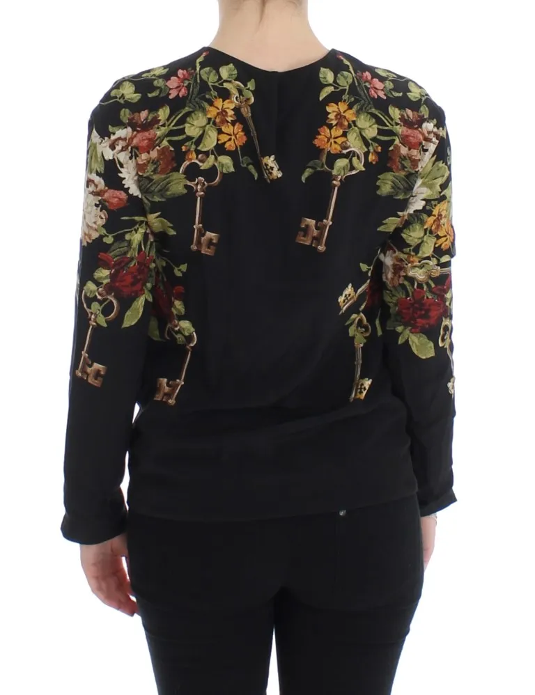 Key Floral Print Silk Blouse Women's Top - Dolce & Gabbana - Modalova