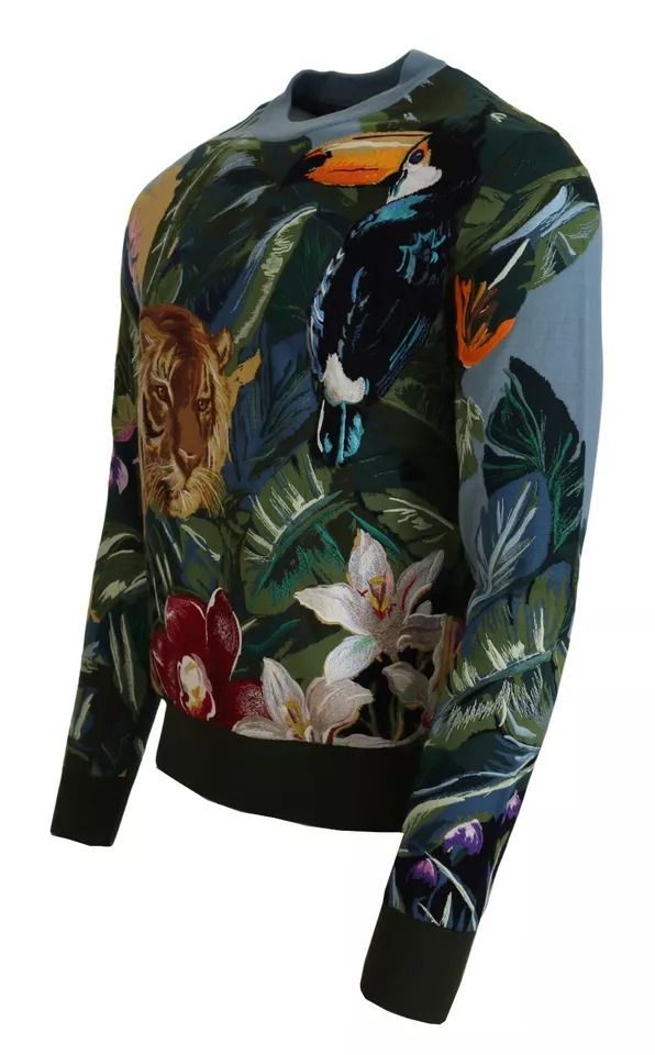 Jungle Wool Silk Pullover Logo Men's Sweater - Dolce & Gabbana - Modalova