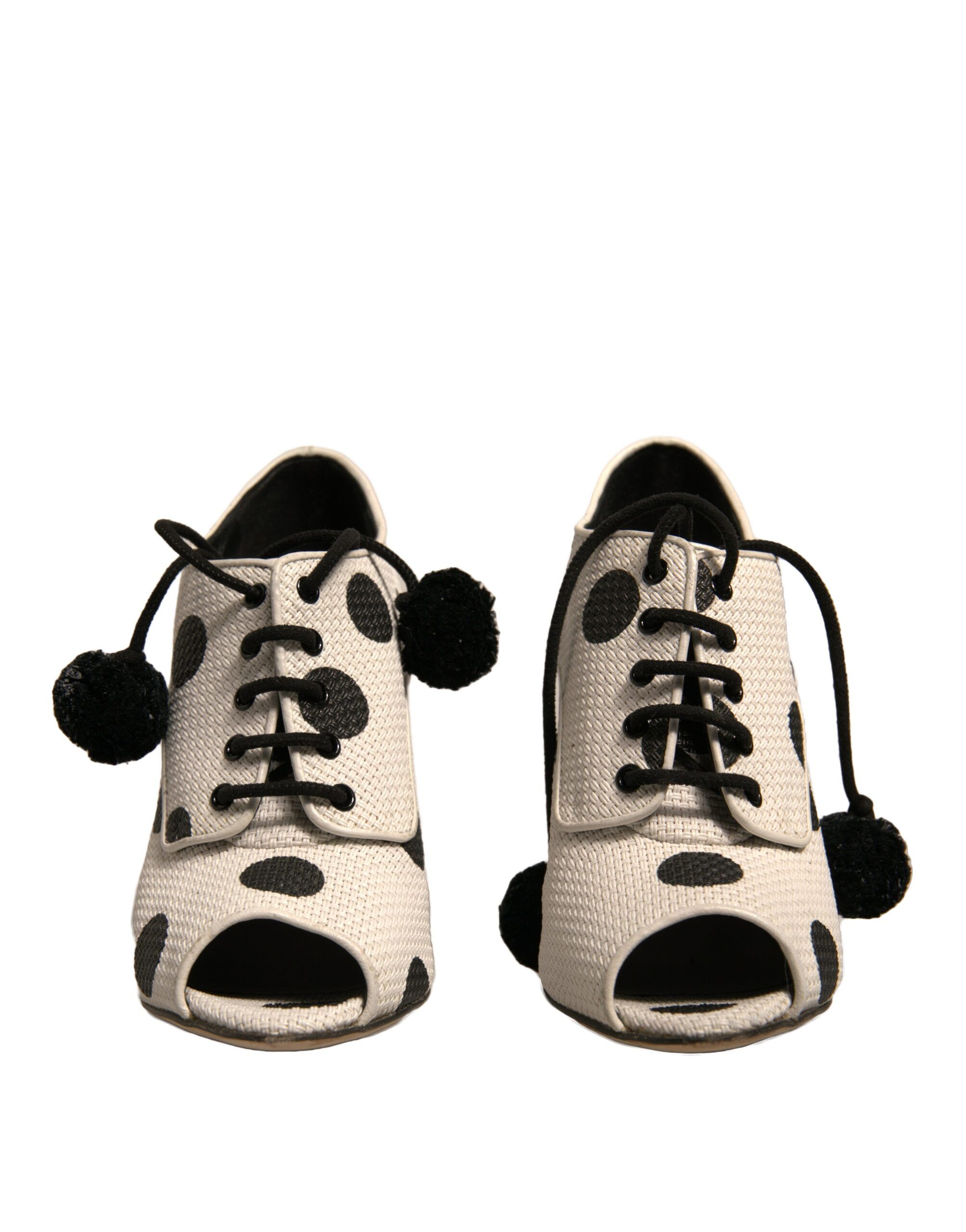 White Black Polka Dot Peep Toe Ankle Boots Women's Shoes (Pre-Owned) - Dolce & Gabbana - Modalova
