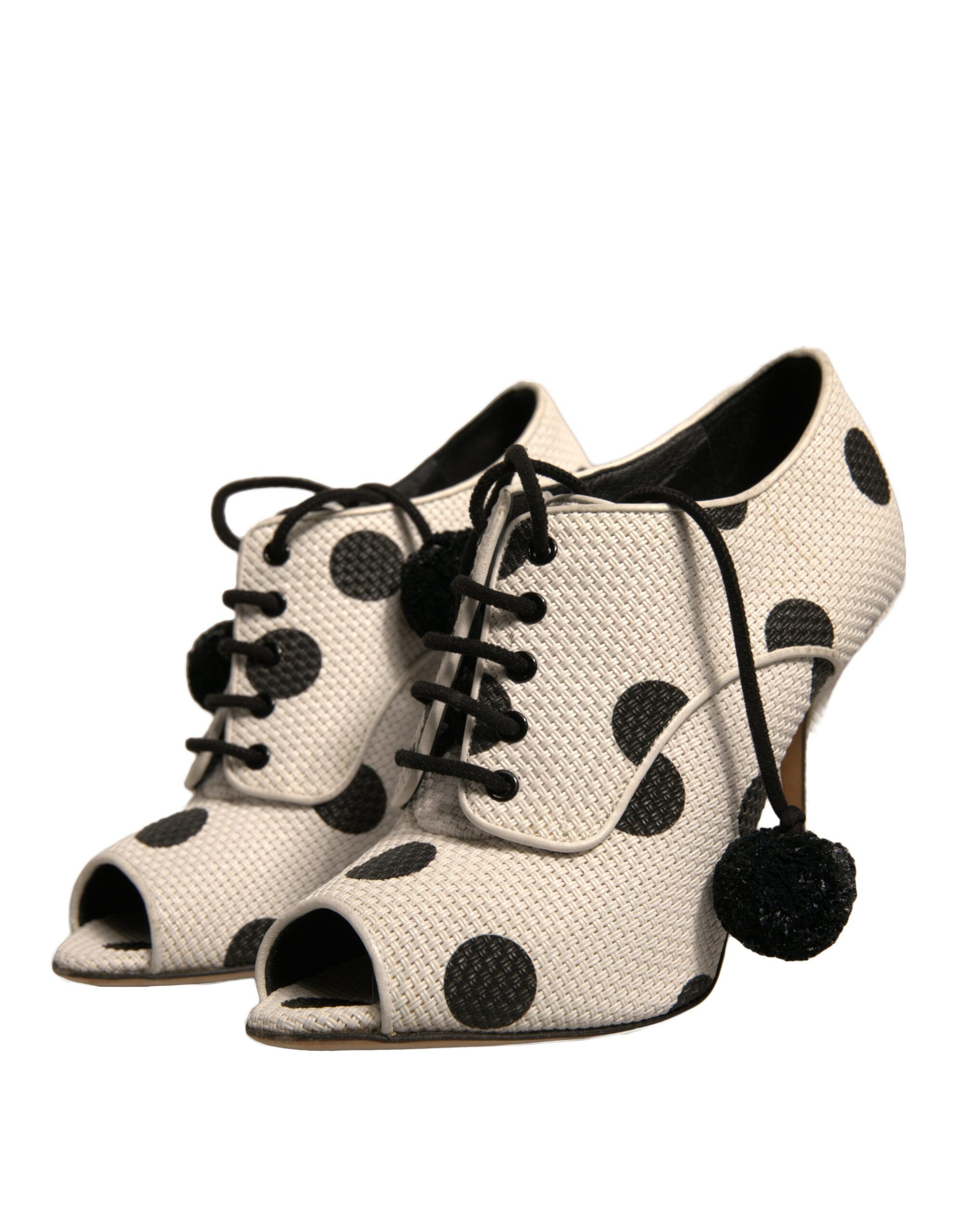 White Black Polka Dot Peep Toe Ankle Boots Women's Shoes (Pre-Owned) - Dolce & Gabbana - Modalova
