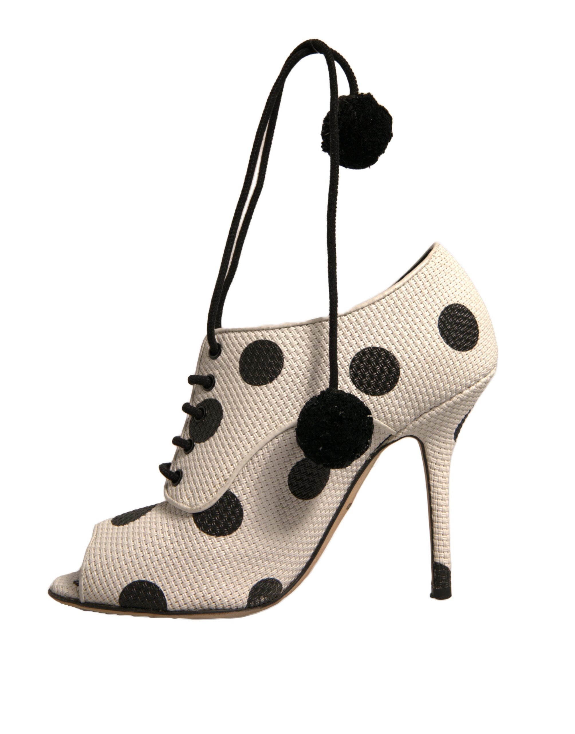 White Black Polka Dot Peep Toe Ankle Boots Women's Shoes (Pre-Owned) - Dolce & Gabbana - Modalova