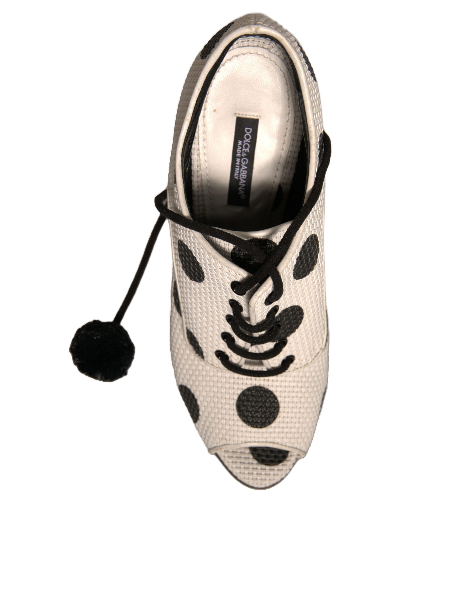 White Black Polka Dot Peep Toe Ankle Boots Women's Shoes (Pre-Owned) - Dolce & Gabbana - Modalova