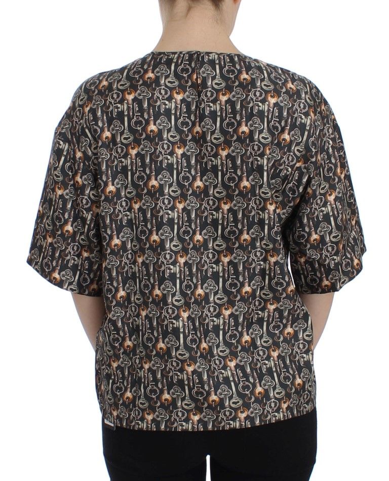 Gold Key Print Silk Blouse Women's T-shirt - Dolce & Gabbana - Modalova