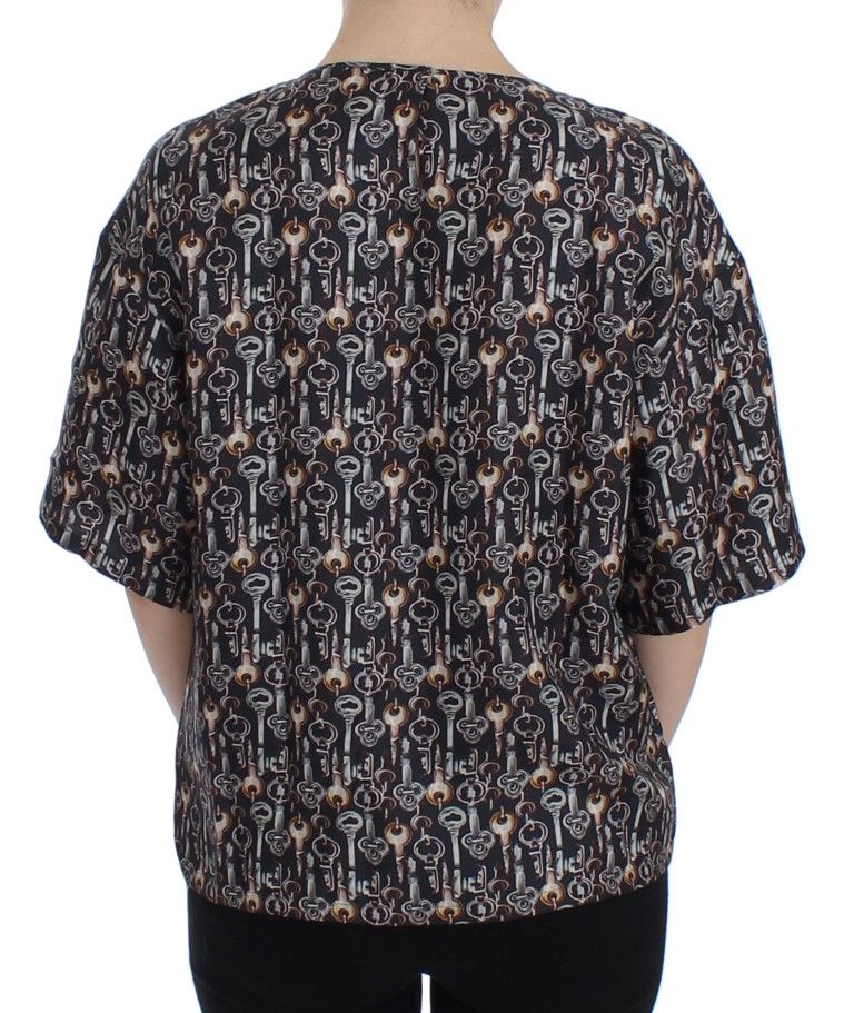 Gold Key Print Silk Blouse Women's T-shirt - Dolce & Gabbana - Modalova