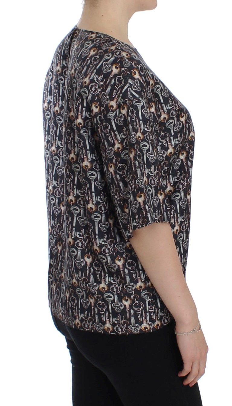 Gold Key Print Silk Blouse Women's T-shirt - Dolce & Gabbana - Modalova