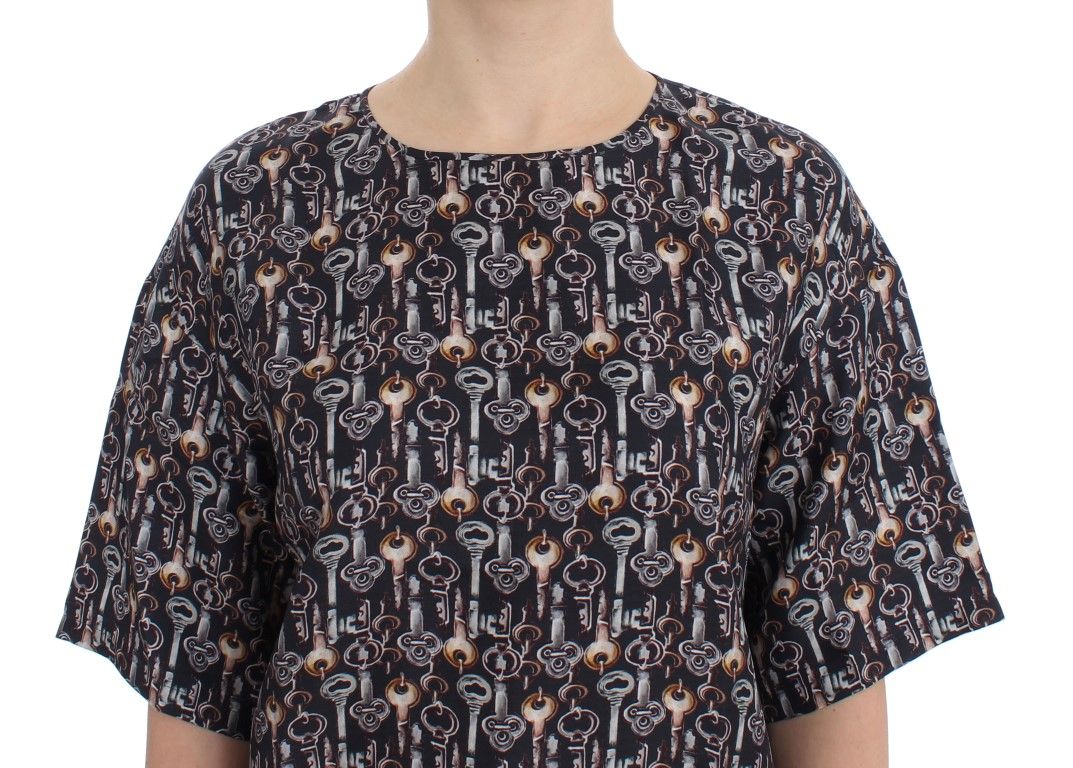 Gold Key Print Silk Blouse Women's T-shirt - Dolce & Gabbana - Modalova