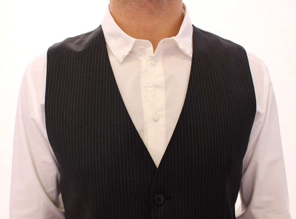 Gray Striped Wool Single Breasted Men's Vest - Dolce & Gabbana - Modalova