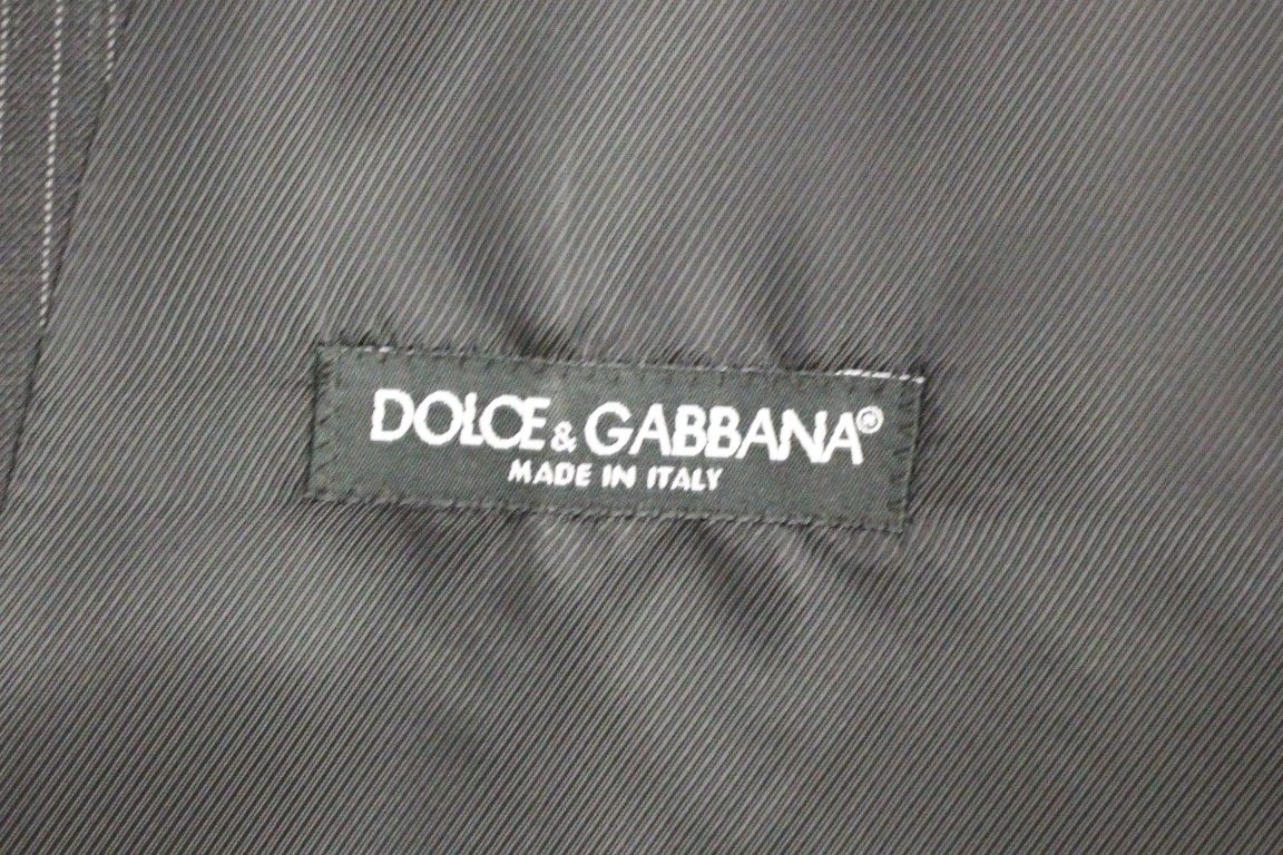 Gray Striped Wool Single Breasted Men's Vest - Dolce & Gabbana - Modalova