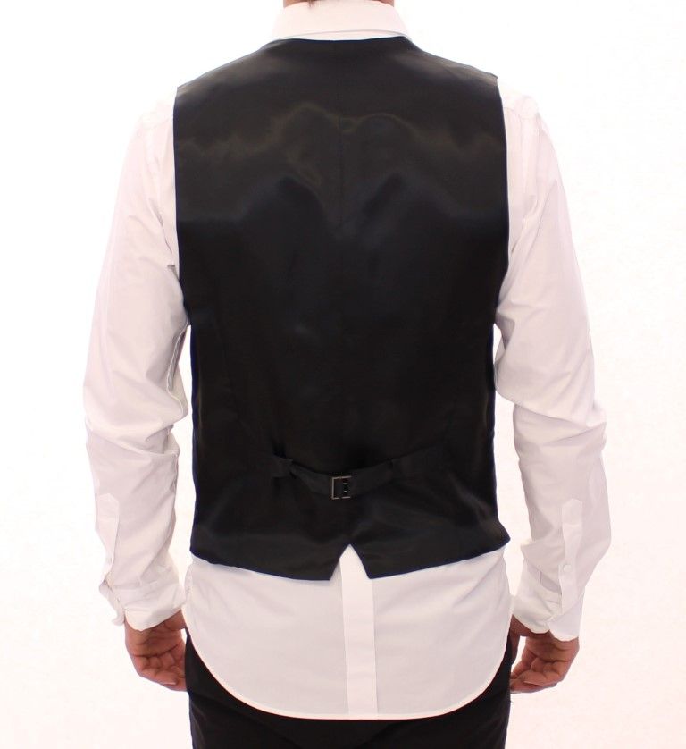 Gray Striped Wool Single Breasted Men's Vest - Dolce & Gabbana - Modalova