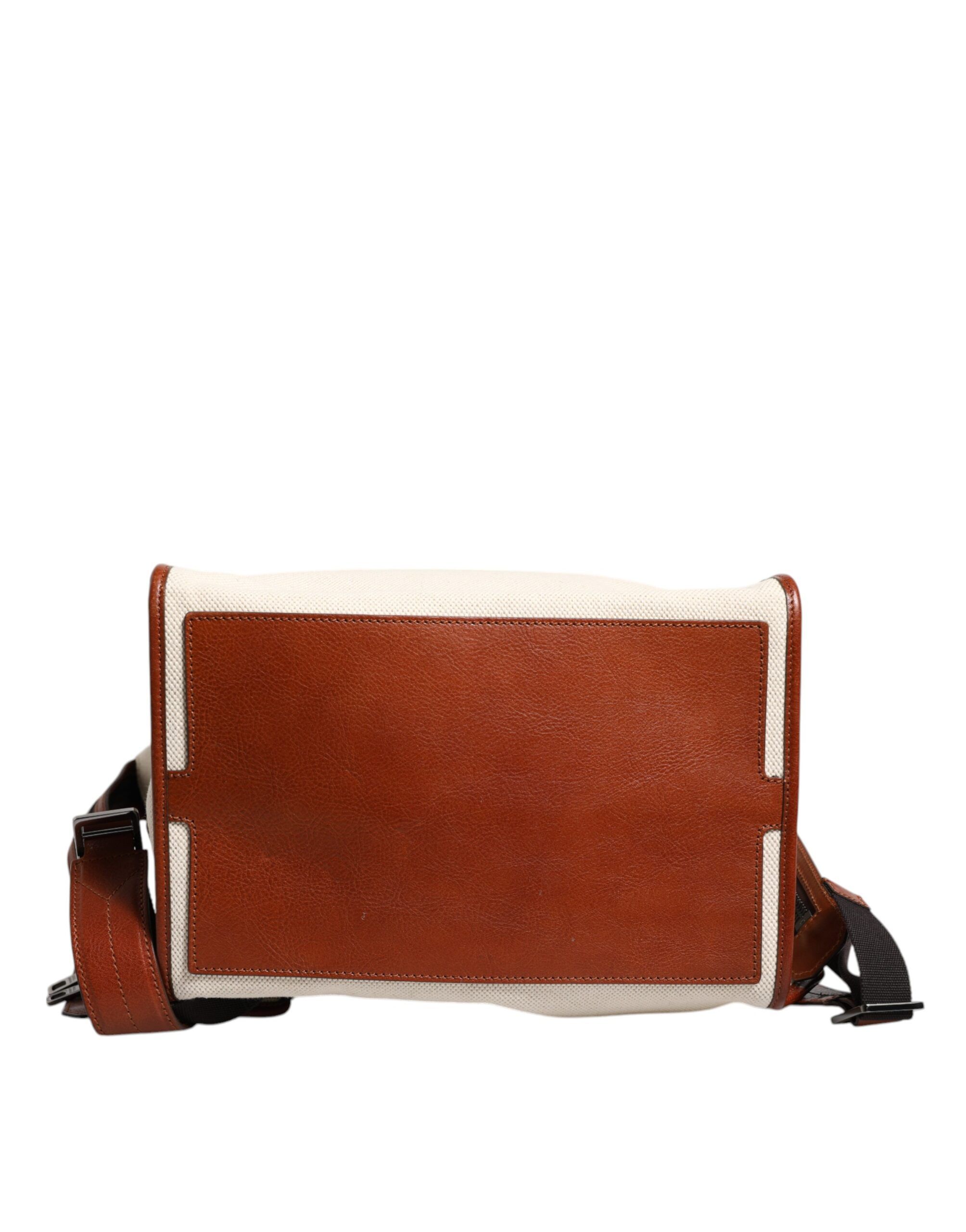 Brown Canvas Leather EDGE Travel Men Back Pack Men's Bag (Pre-Owned) - Dolce & Gabbana - Modalova