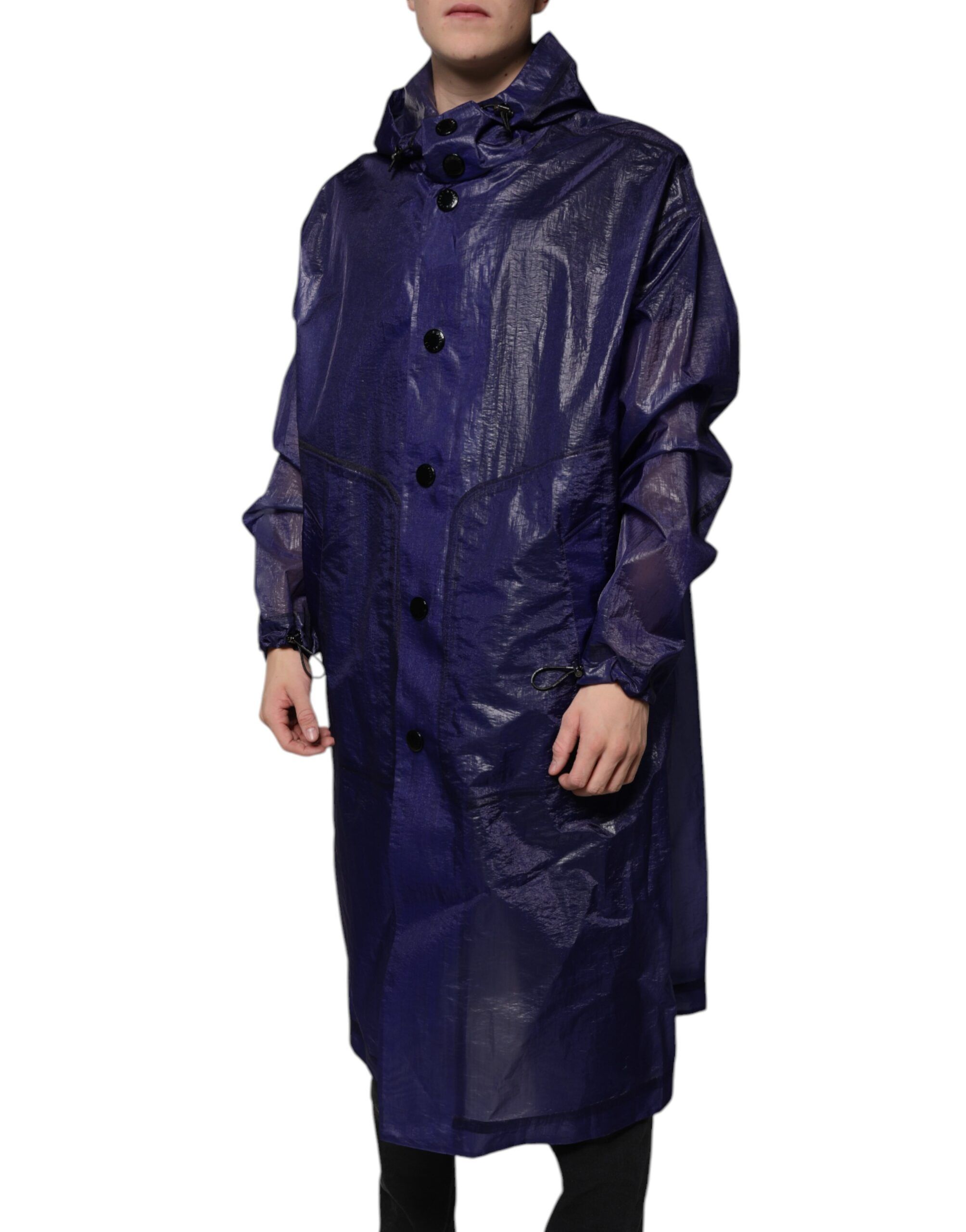 Dark Cotton Hooded Men Raincoat Men's Jacket - Dolce & Gabbana - Modalova