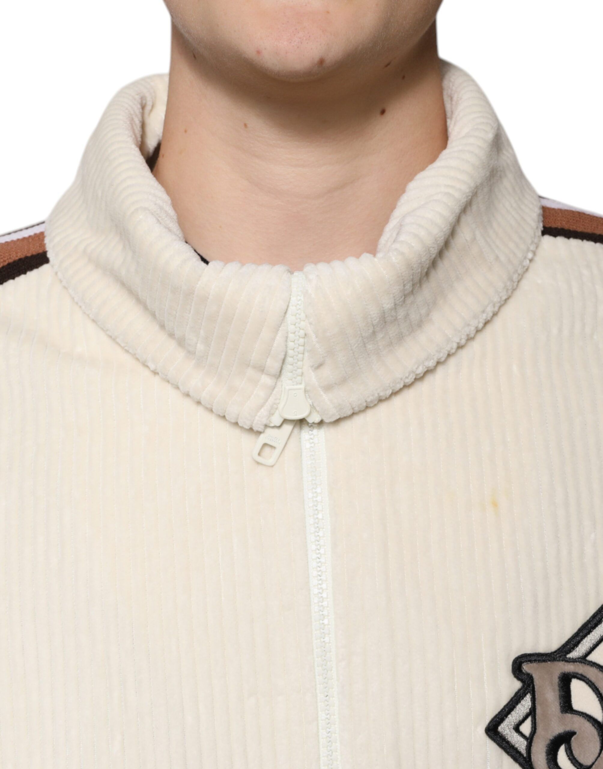 Logo Applique Cotton Corduroy Full Zip Men's Jacket - Dolce & Gabbana - Modalova