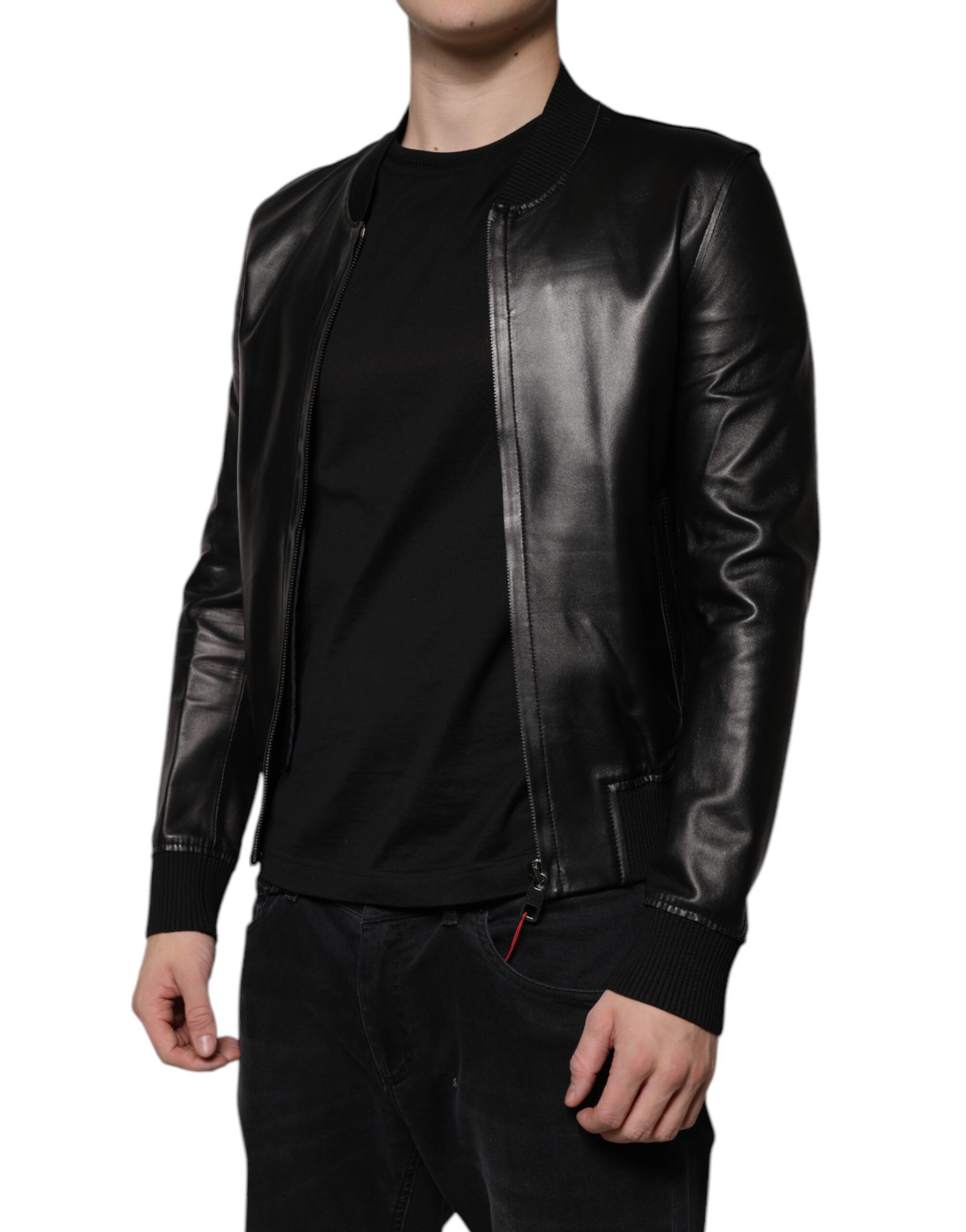 Lambskin Full Zip Biker Blouson Men's Jacket (Pre-Owned) - Dolce & Gabbana - Modalova