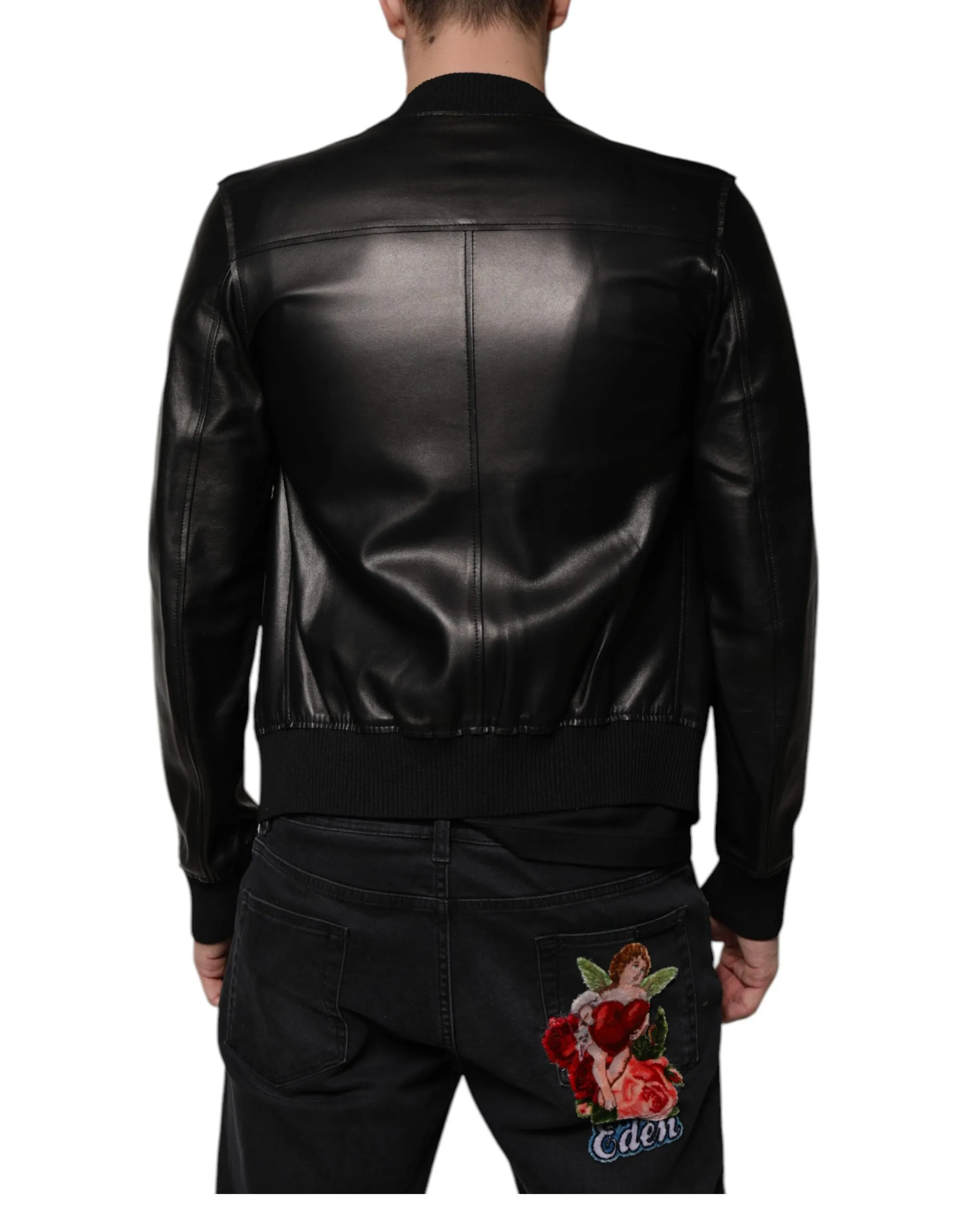 Lambskin Full Zip Biker Blouson Men's Jacket (Pre-Owned) - Dolce & Gabbana - Modalova