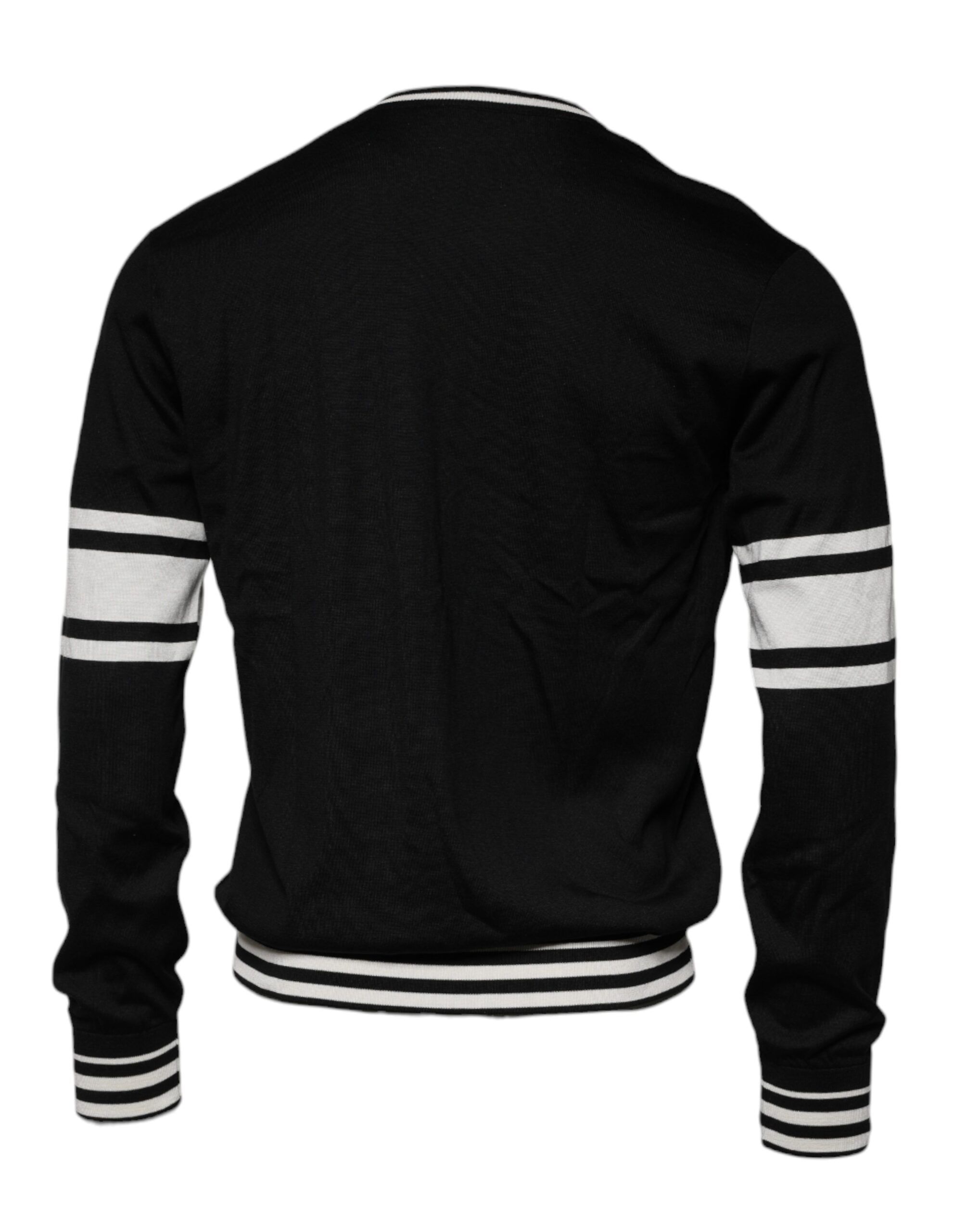 Black White Guitar Silk Crew Neck Men's Sweater - Dolce & Gabbana - Modalova