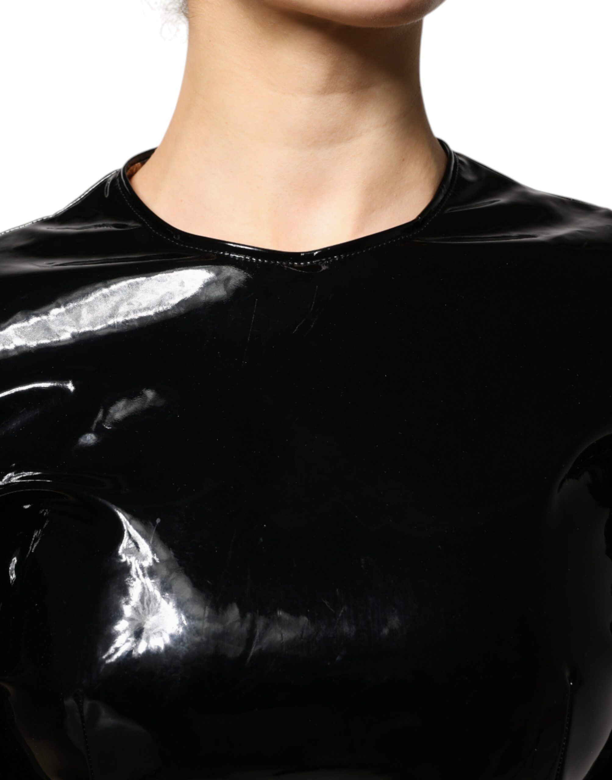 Patent Leather Puff Sleeves Mini Women's Dress - Dolce & Gabbana - Modalova