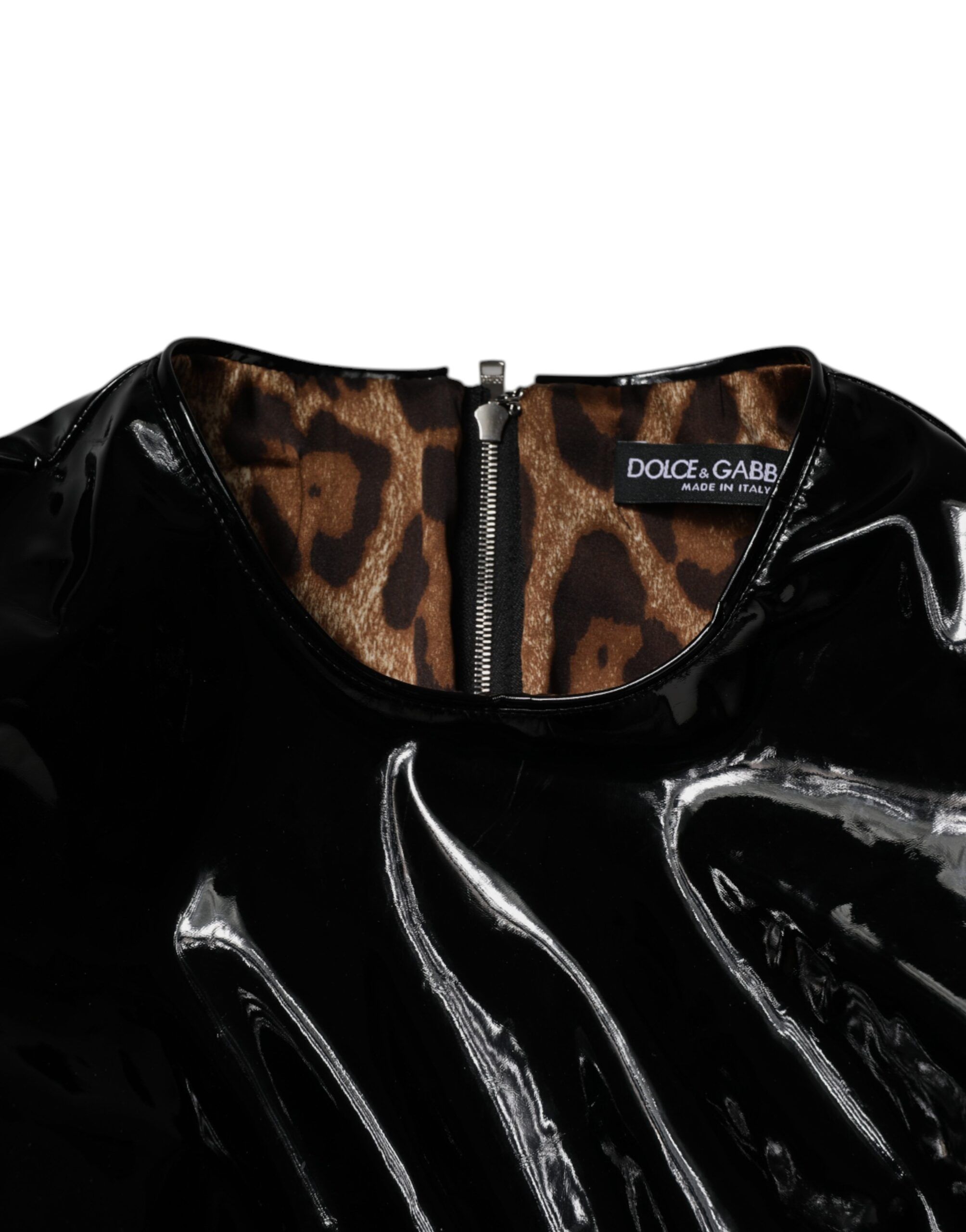 Patent Leather Puff Sleeves Mini Women's Dress - Dolce & Gabbana - Modalova