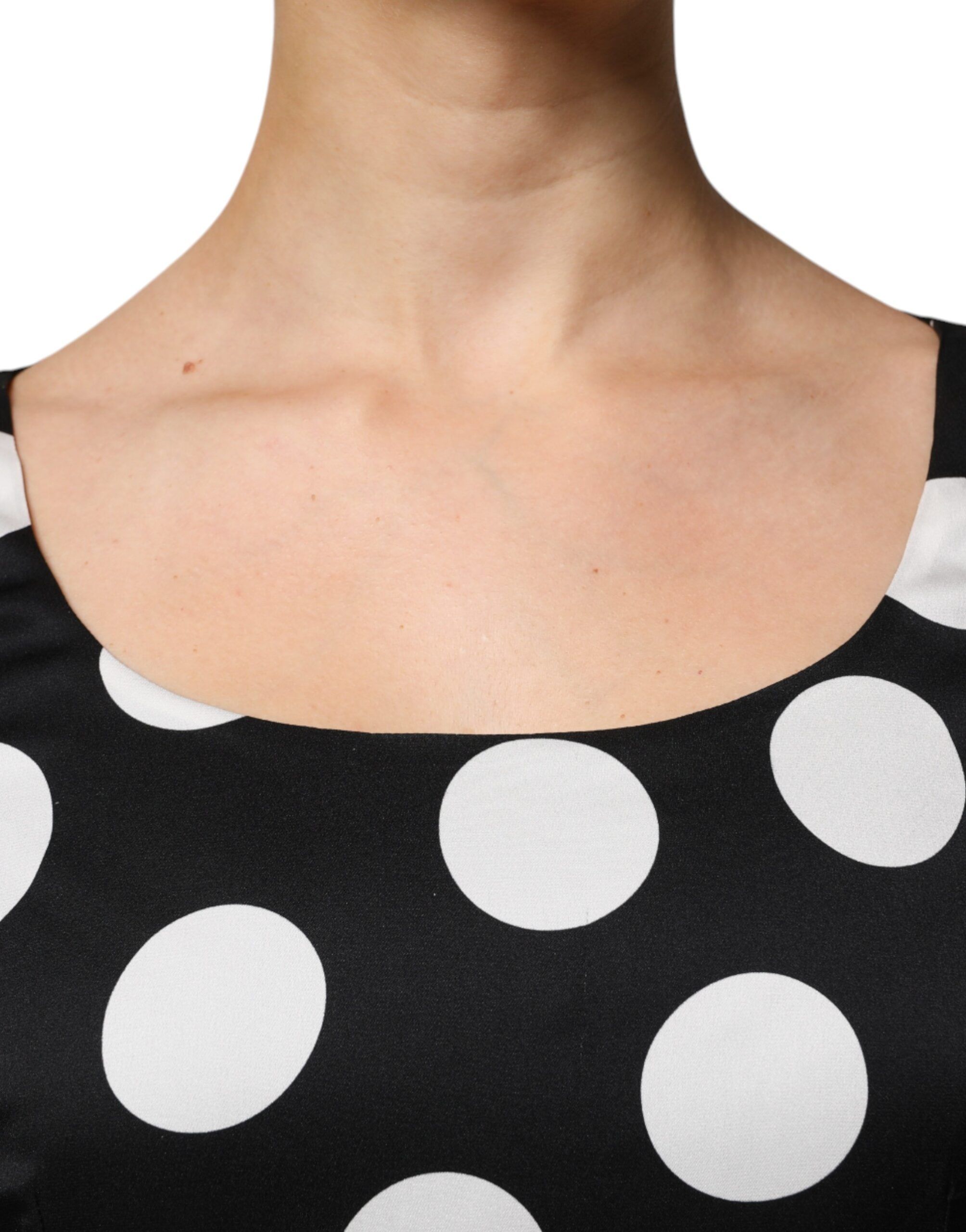 Black White Silk Polka Dots Sheath Midi Women's Dress (Pre-Owned) - Dolce & Gabbana - Modalova