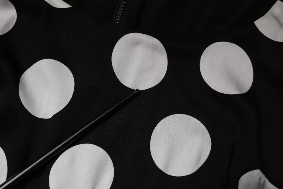 Black White Silk Polka Dots Sheath Midi Women's Dress (Pre-Owned) - Dolce & Gabbana - Modalova