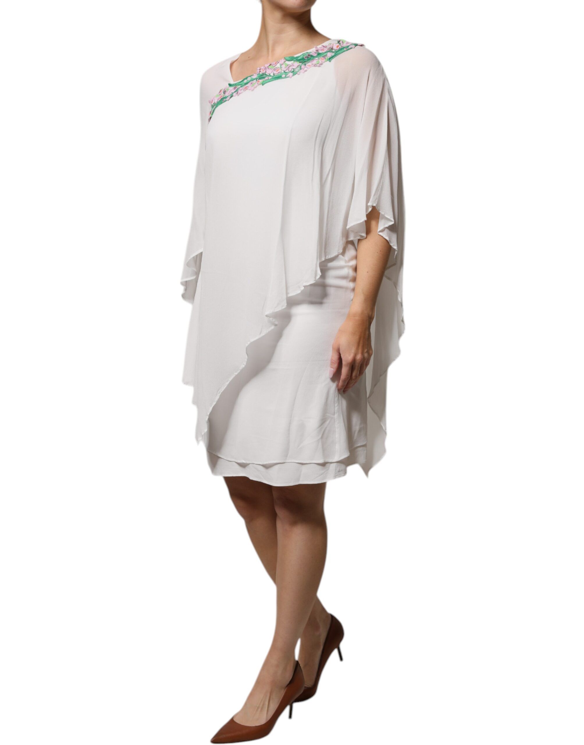 Floral Embroidery Viscose Chiffon Shift Women's Dress - Blumarine - Modalova