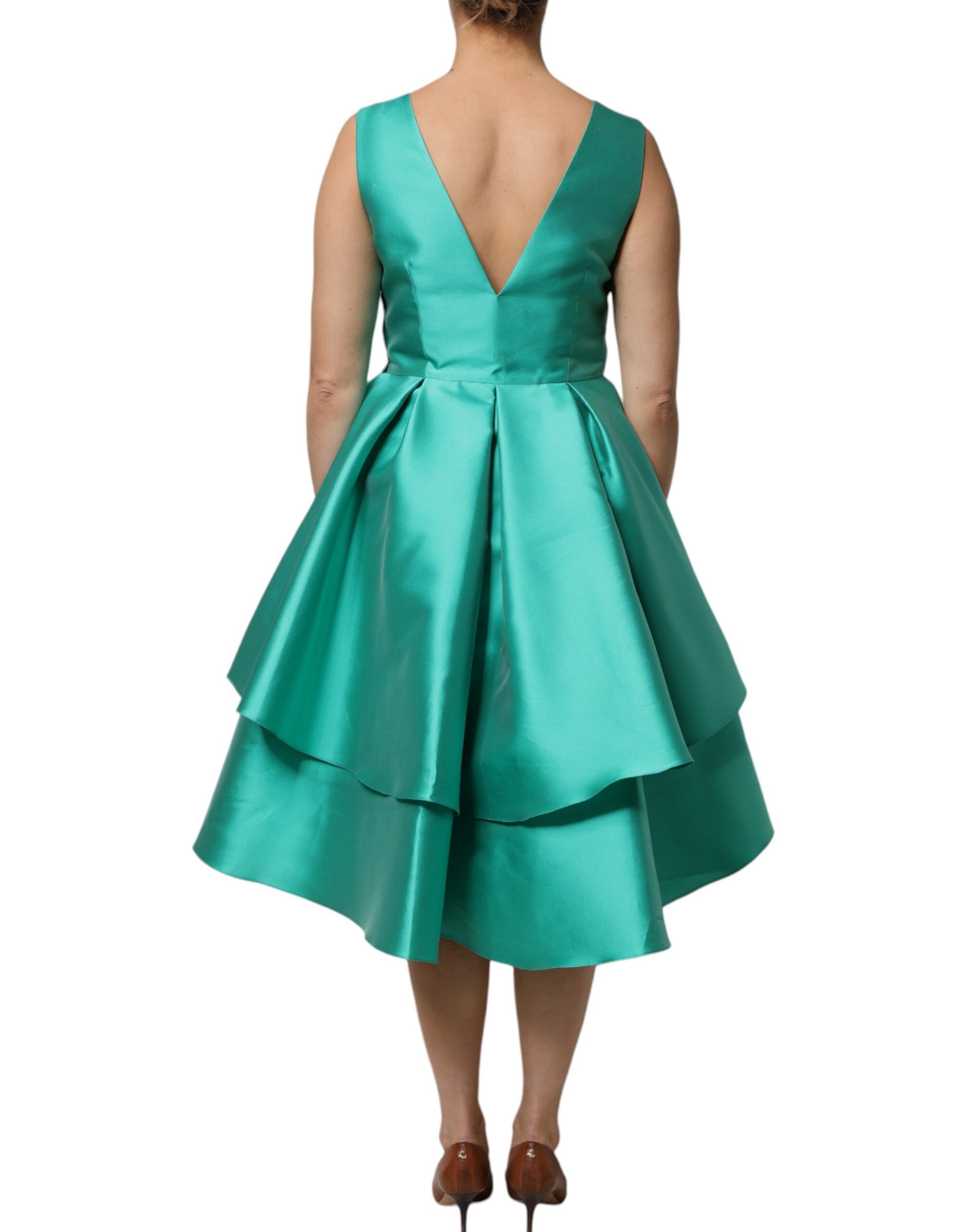 Satin Polyester Sleeveless V-neck Layered Women's Dress (Pre-Owned) - Alberta Ferretti - Modalova