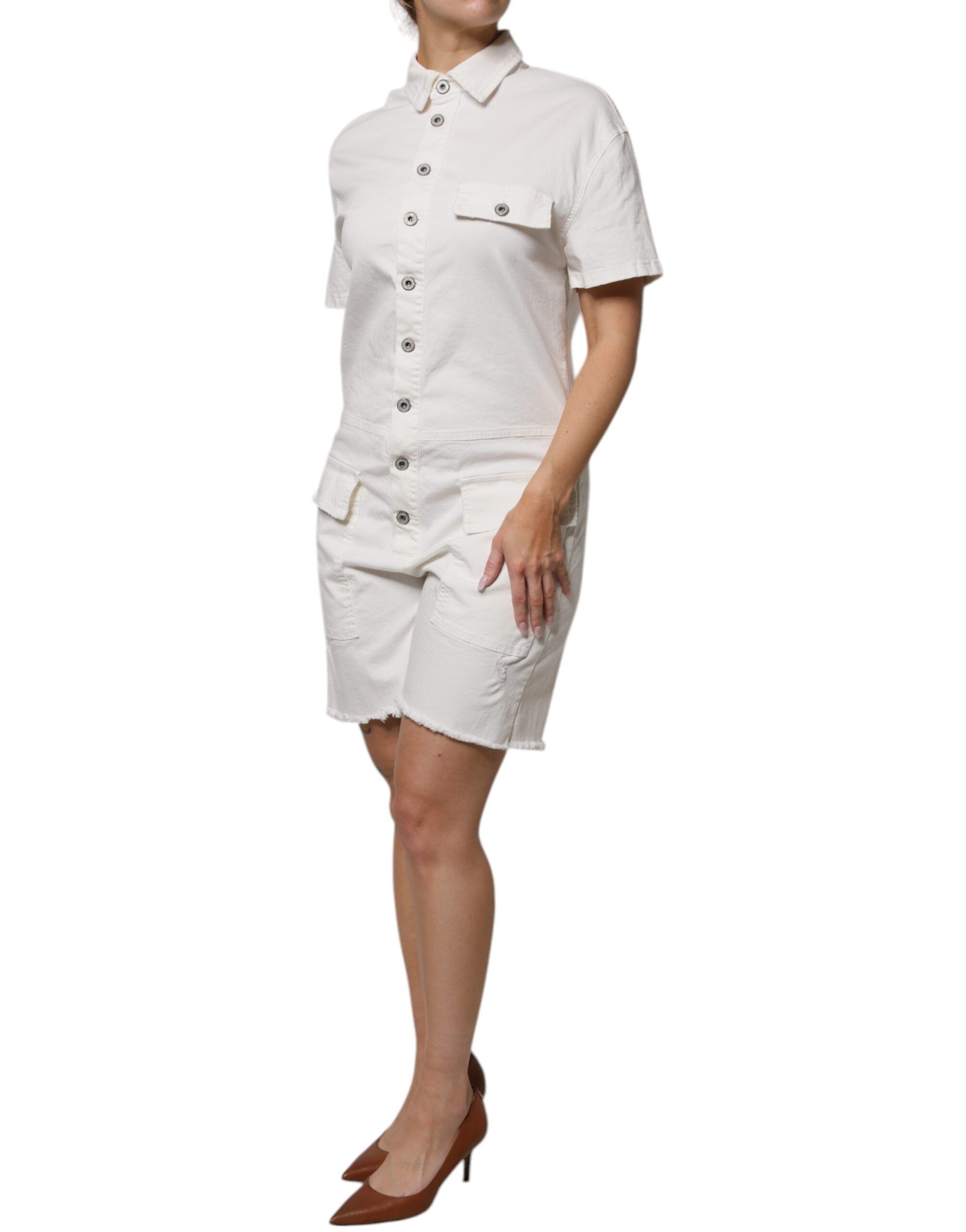 Cotton Short Sleeves Button Down Romper Women's Dress - Please - Modalova