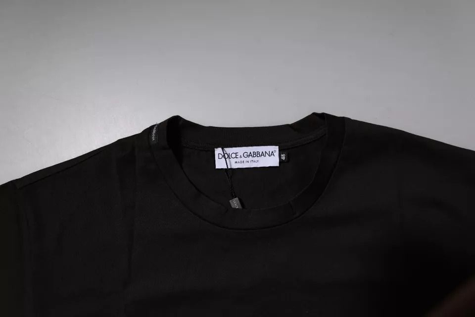 Dark Logo Cotton Crew Neck Men's T-shirt - Dolce & Gabbana - Modalova