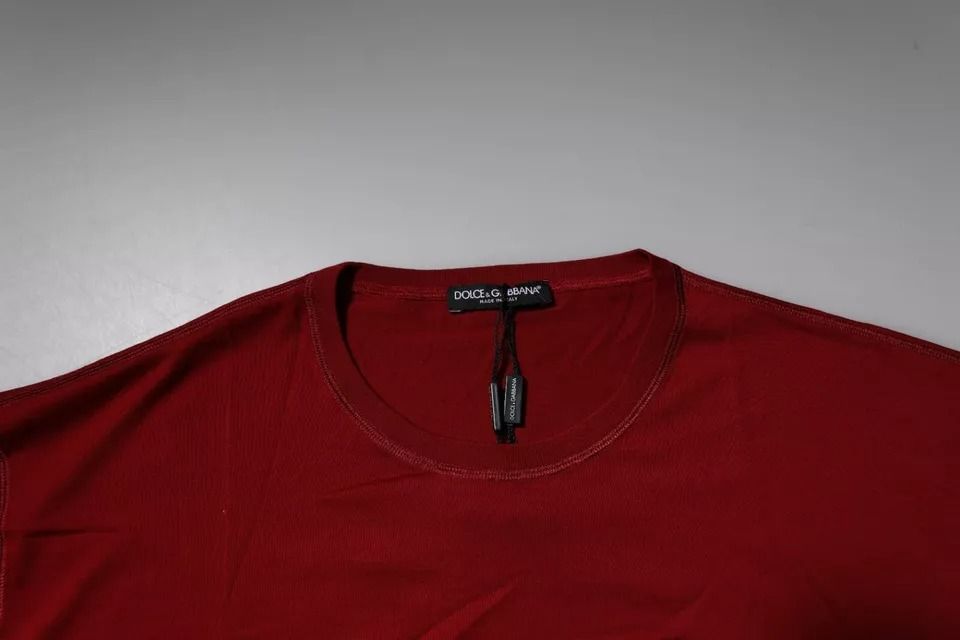 Red Logo Tape Cotton Crew Neck Men's T-shirt - Dolce & Gabbana - Modalova