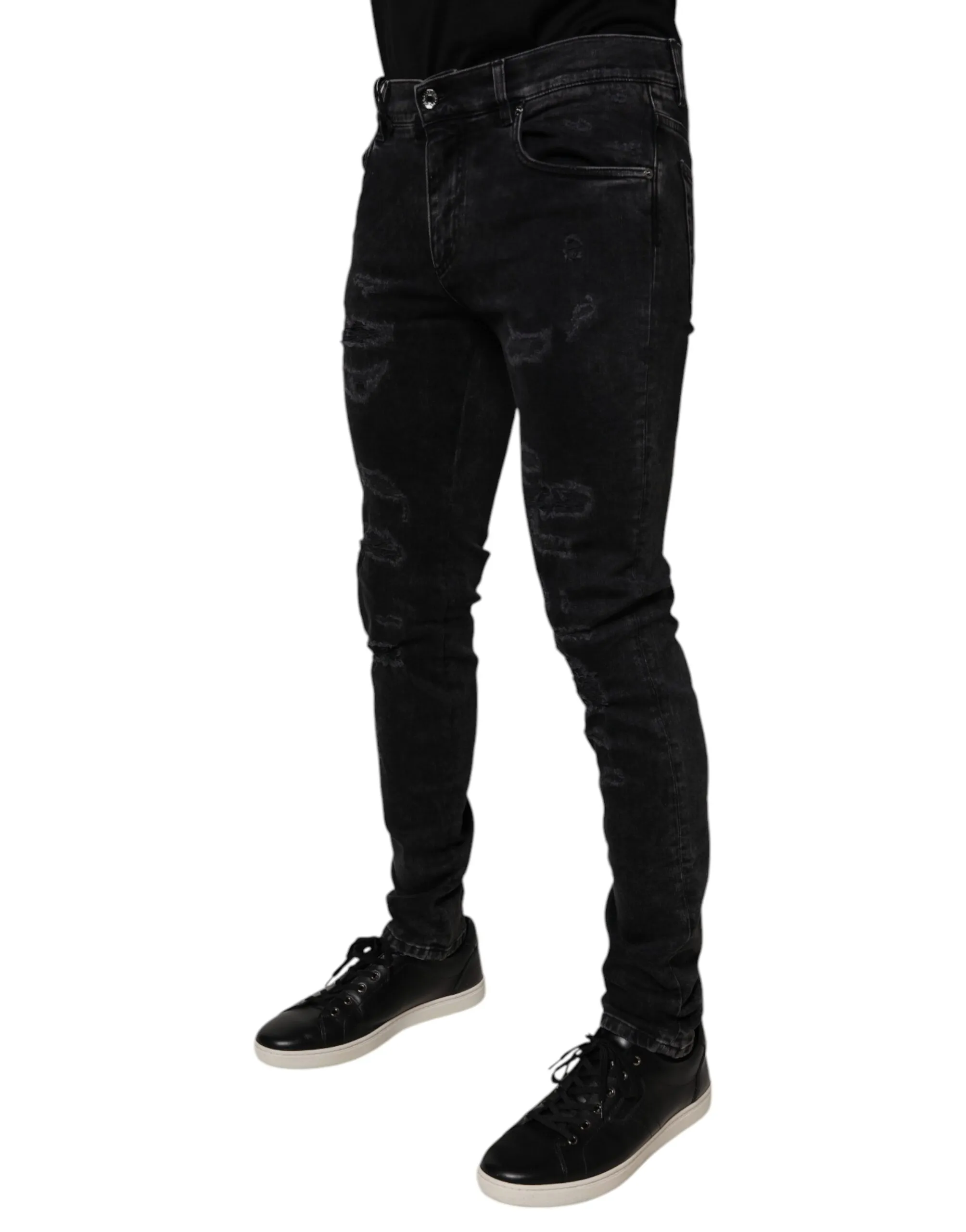 Tattered Cotton Skinny Men Denim Men's Jeans - Dolce & Gabbana - Modalova