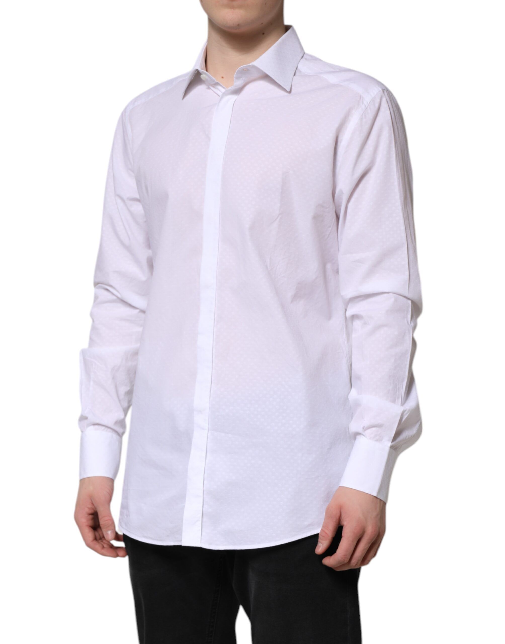 GOLD Cotton Long Sleeves Formal Men's Shirt - Dolce & Gabbana - Modalova