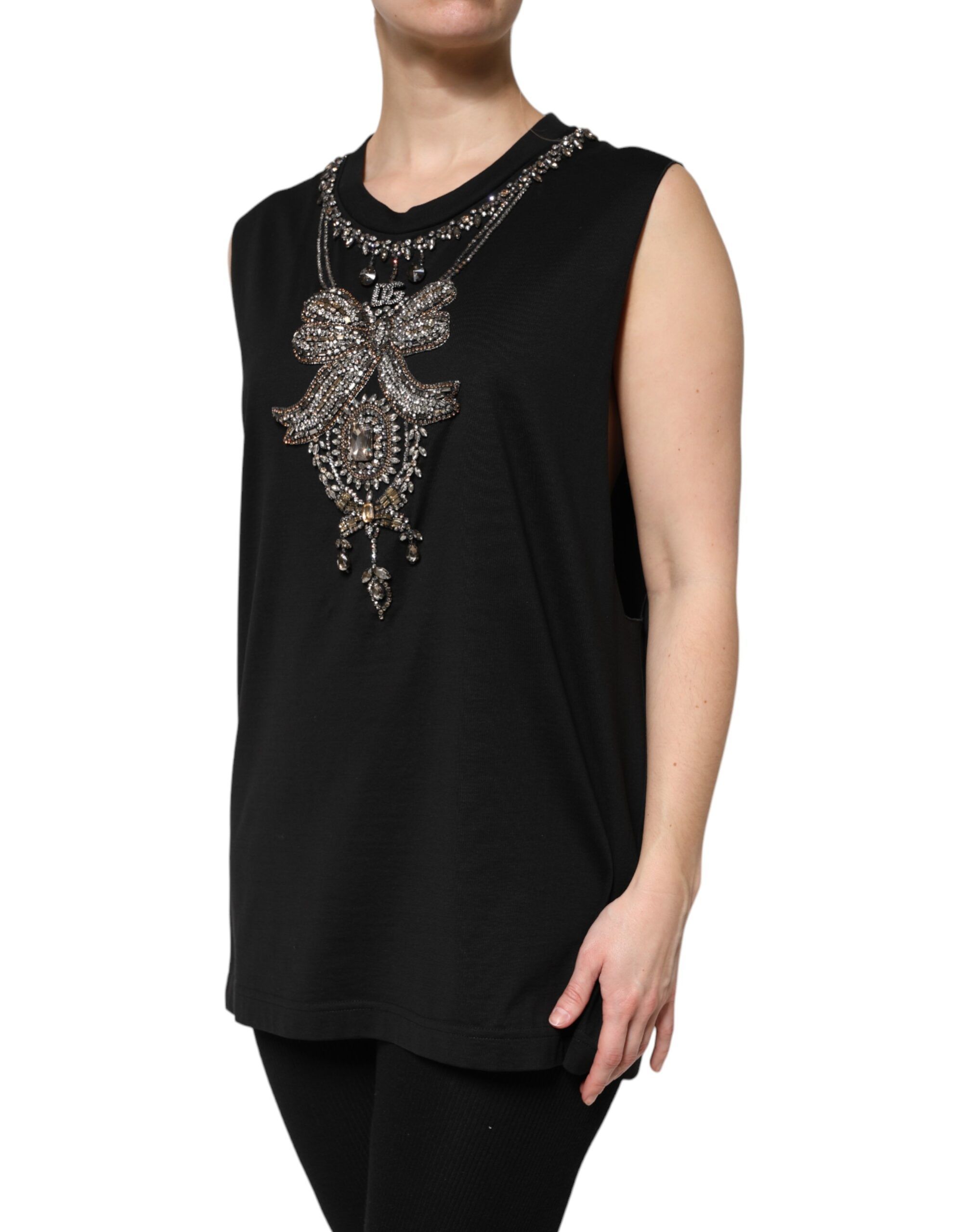 Cotton Rhinestone Embellished Tank Women's Top - Dolce & Gabbana - Modalova