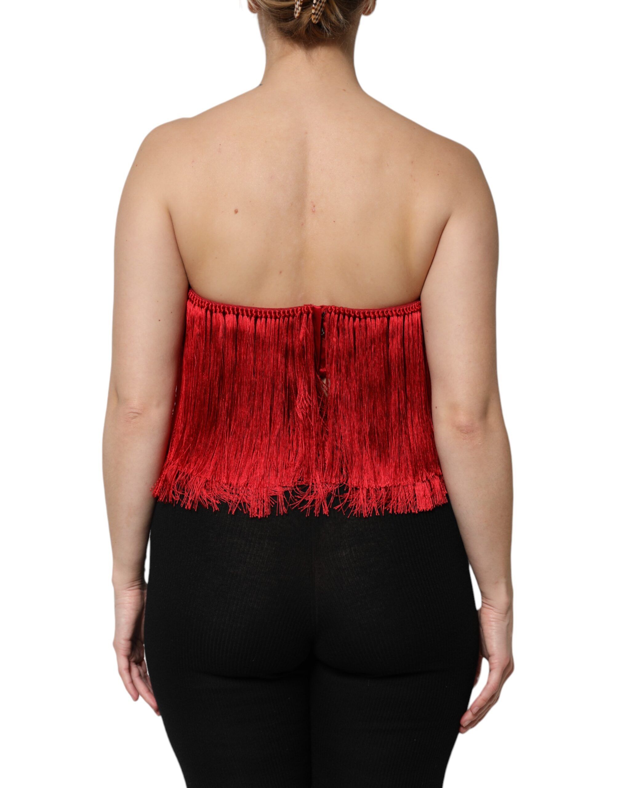 Silk Strapless Fringe Crop Tube Women's Top - Dolce & Gabbana - Modalova