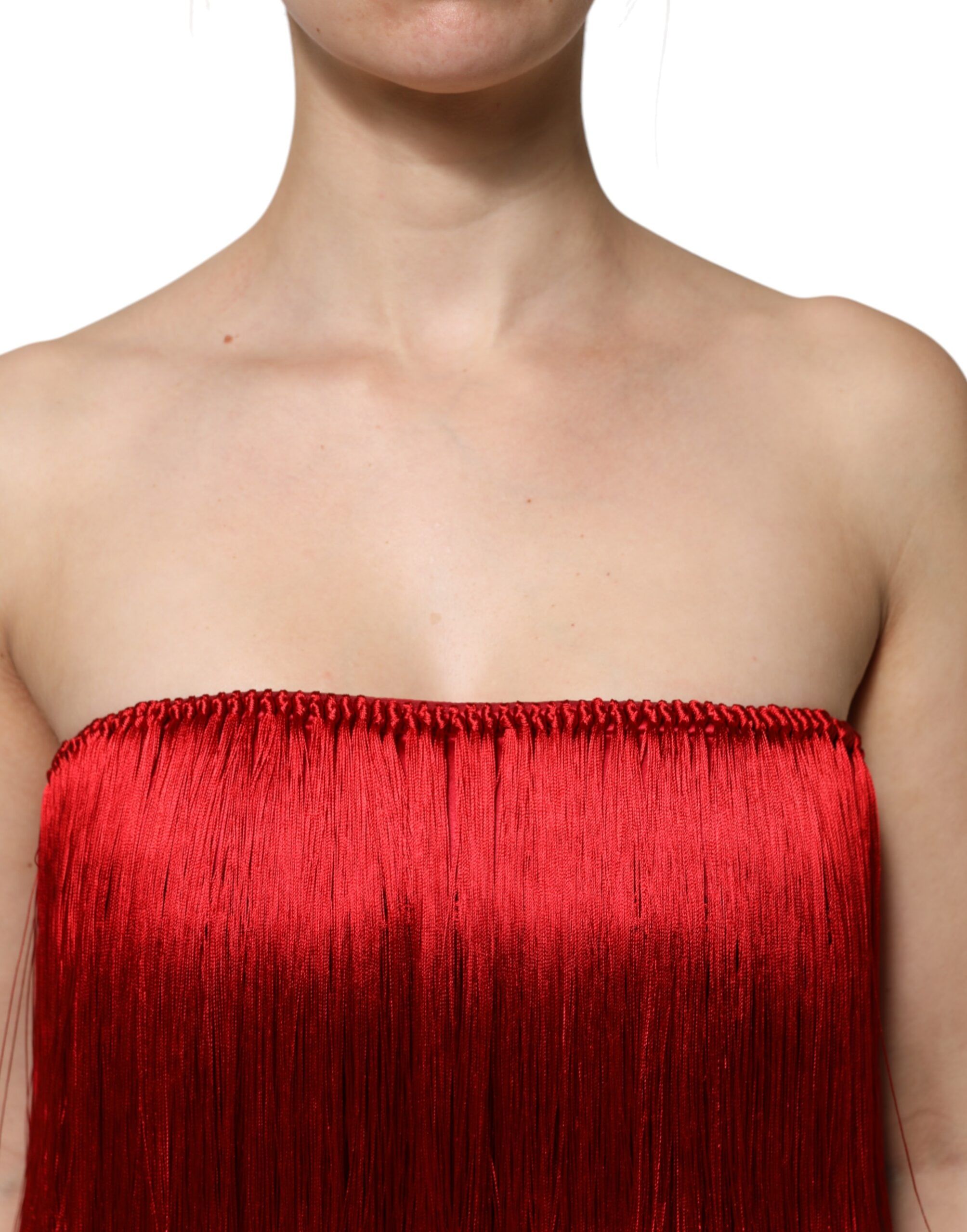 Silk Strapless Fringe Crop Tube Women's Top - Dolce & Gabbana - Modalova