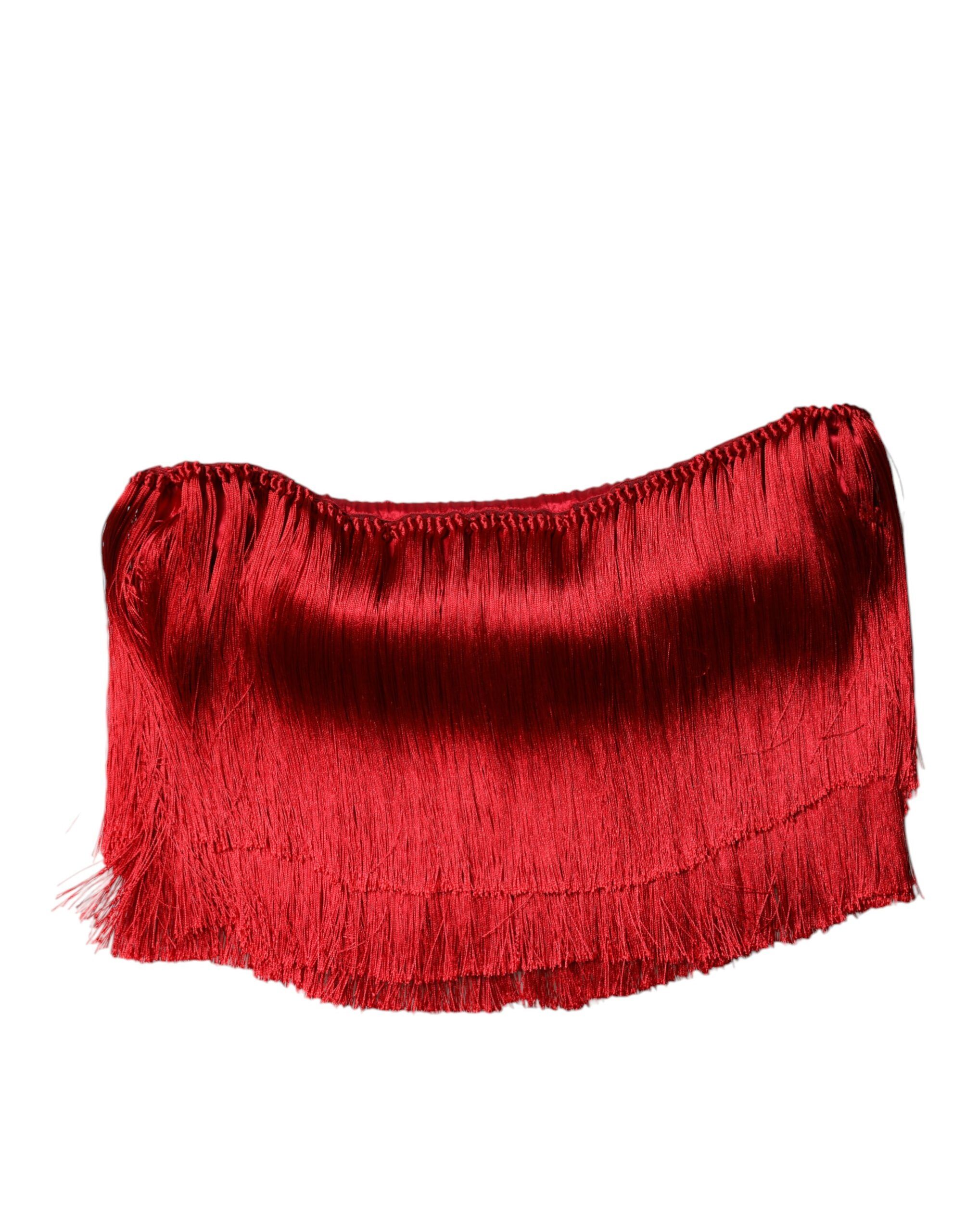 Silk Strapless Fringe Crop Tube Women's Top - Dolce & Gabbana - Modalova