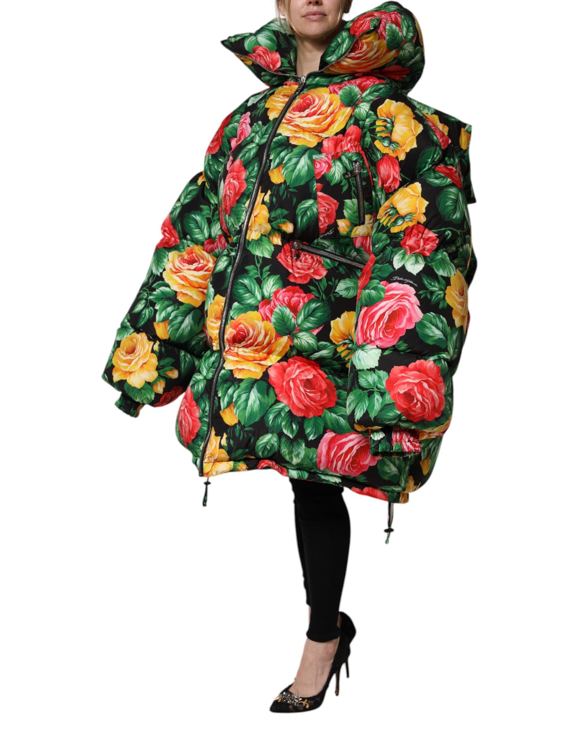 Floral Puffer Hooded Women's Jacket - Dolce & Gabbana - Modalova