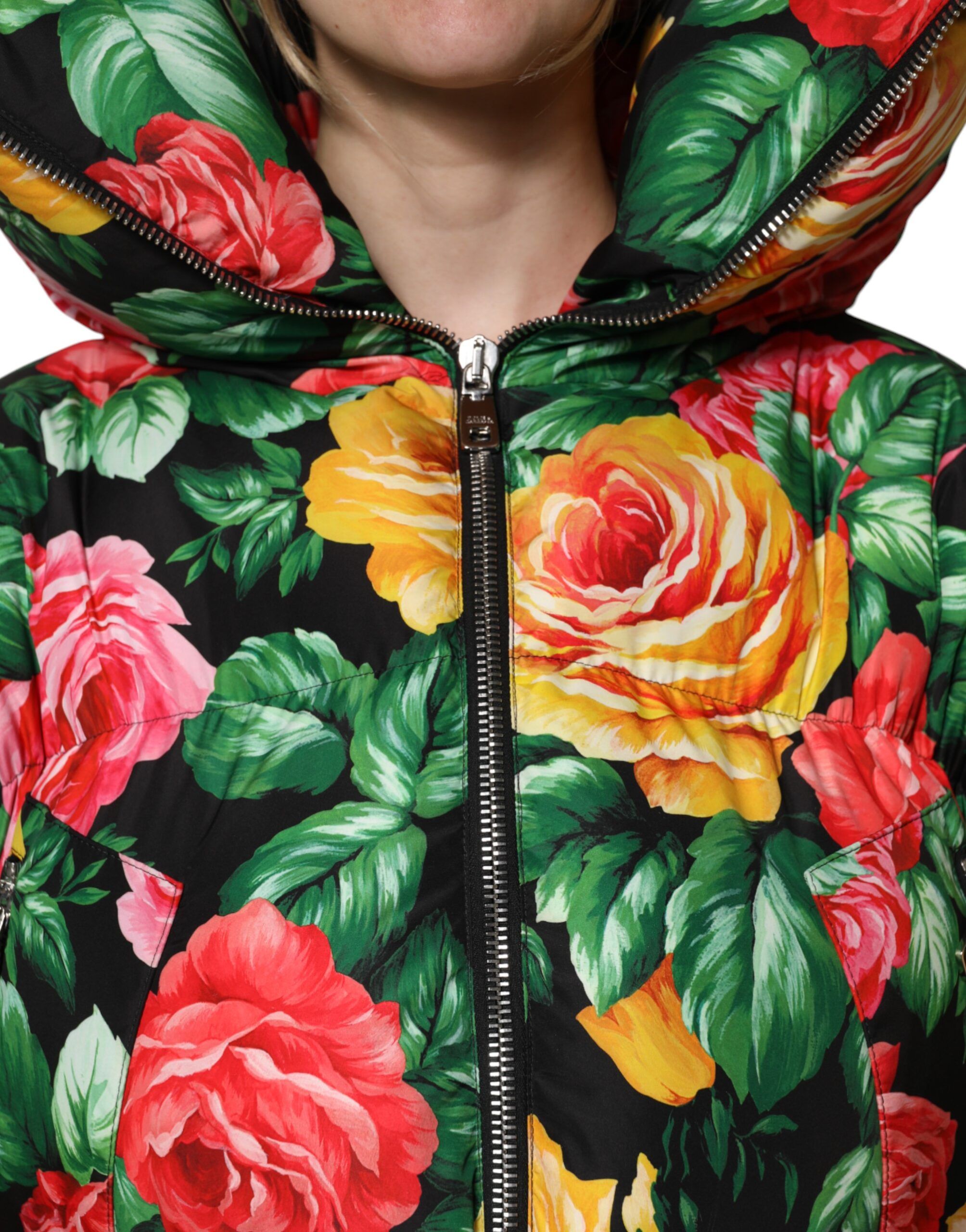 Floral Puffer Hooded Women's Jacket - Dolce & Gabbana - Modalova