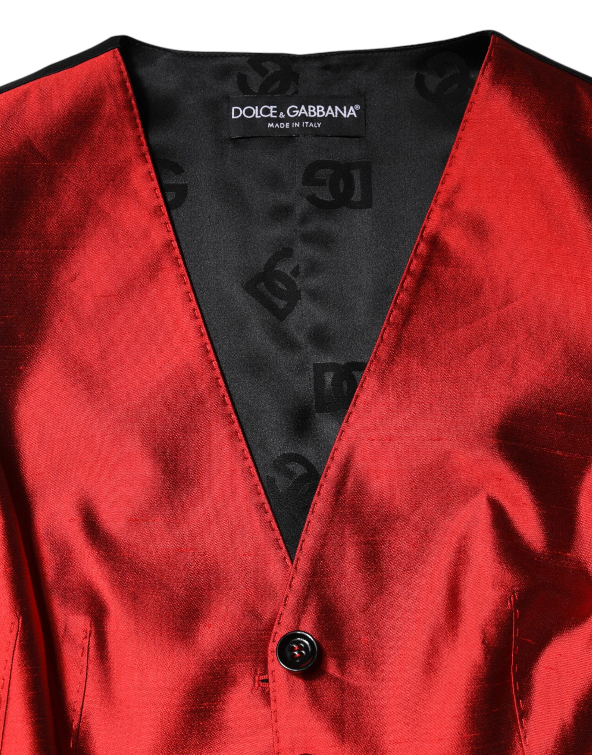 Red Black Button Down Sleeveless Vest Women's Top - Dolce & Gabbana - Modalova