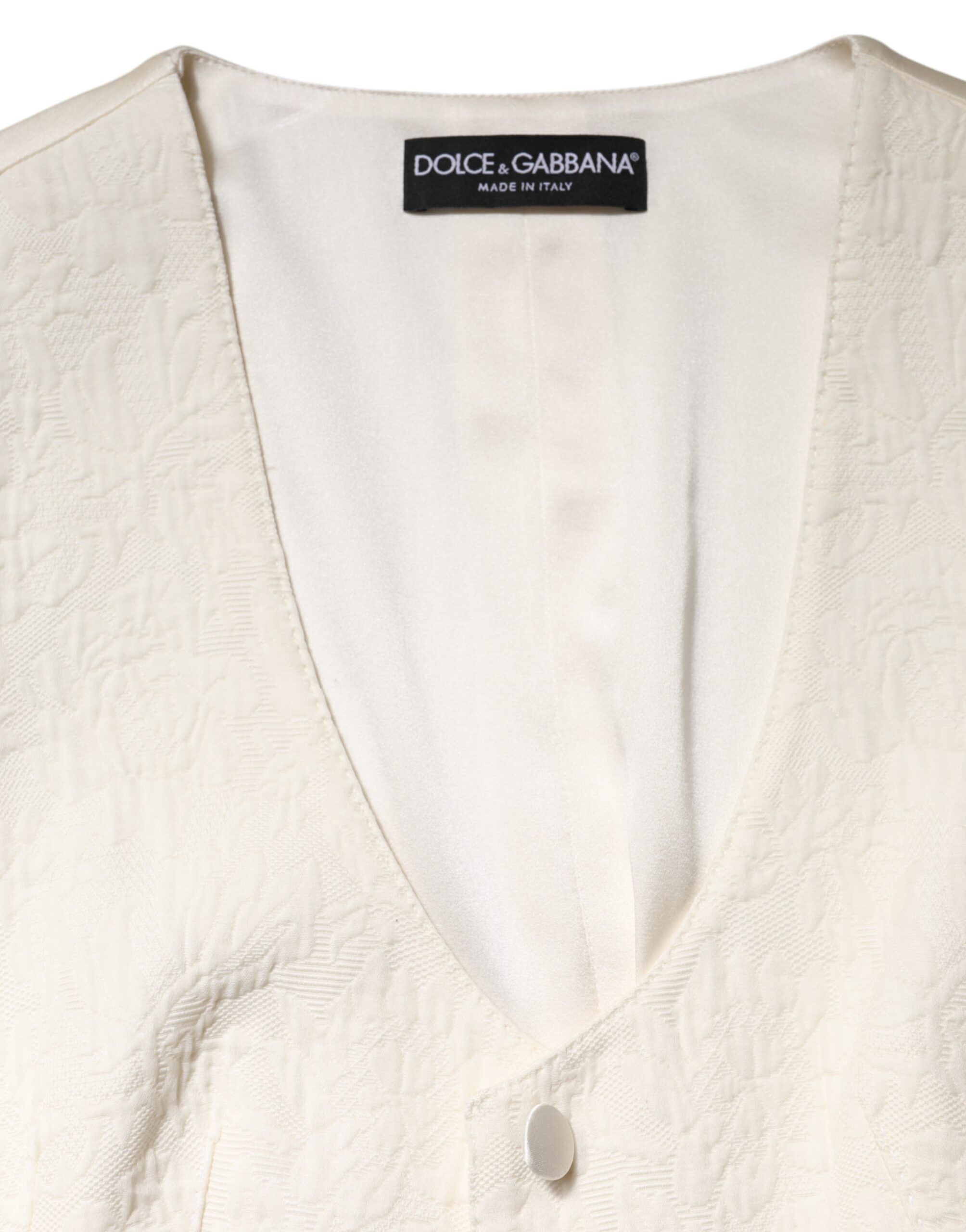 Ivory Cotton Button Down Sleeveless Vest Women's Top - Dolce & Gabbana - Modalova