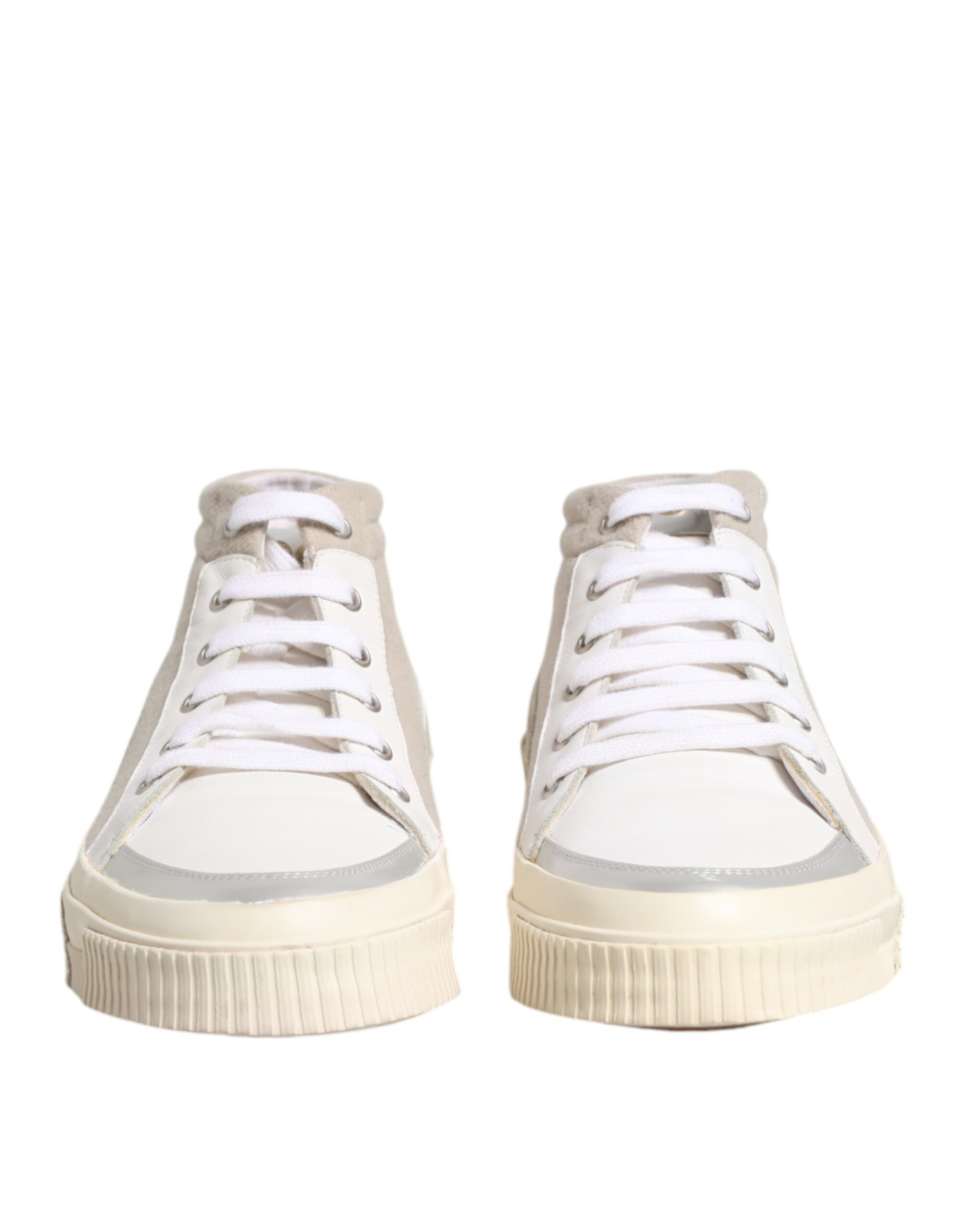 White Lace Up Mid Top Casual Sneakers Men's Shoes (Pre-Owned) - HIDE & JACK - Modalova
