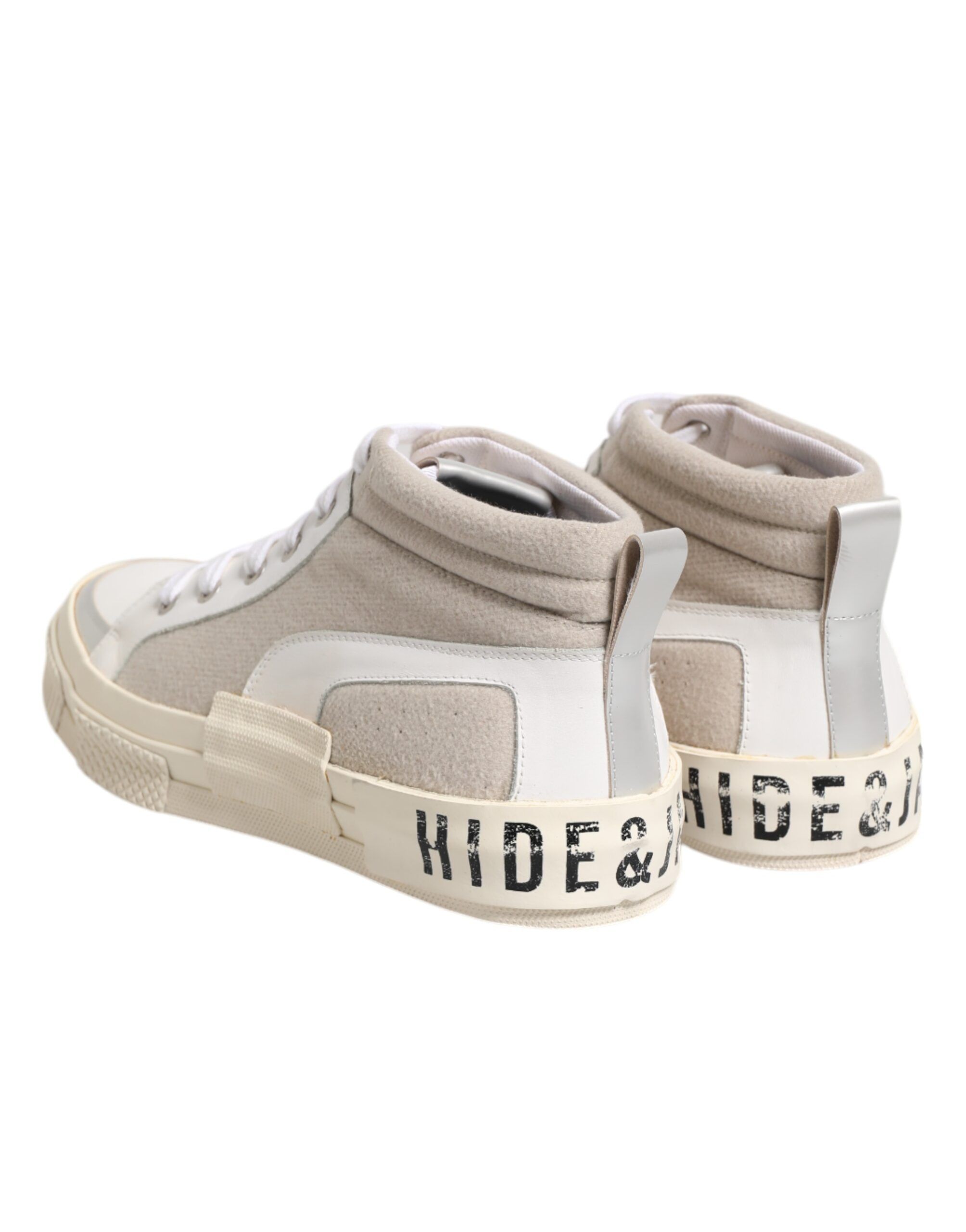 White Lace Up Mid Top Casual Sneakers Men's Shoes (Pre-Owned) - HIDE & JACK - Modalova