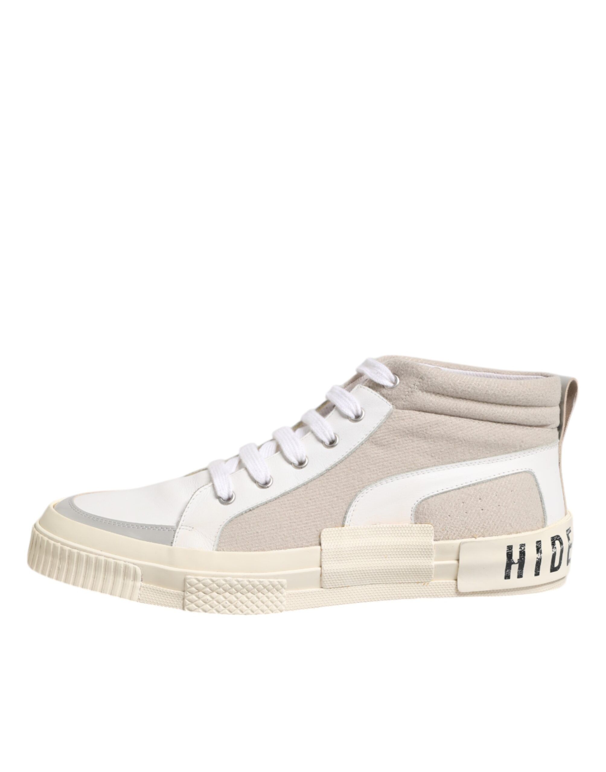 White Lace Up Mid Top Casual Sneakers Men's Shoes (Pre-Owned) - HIDE & JACK - Modalova
