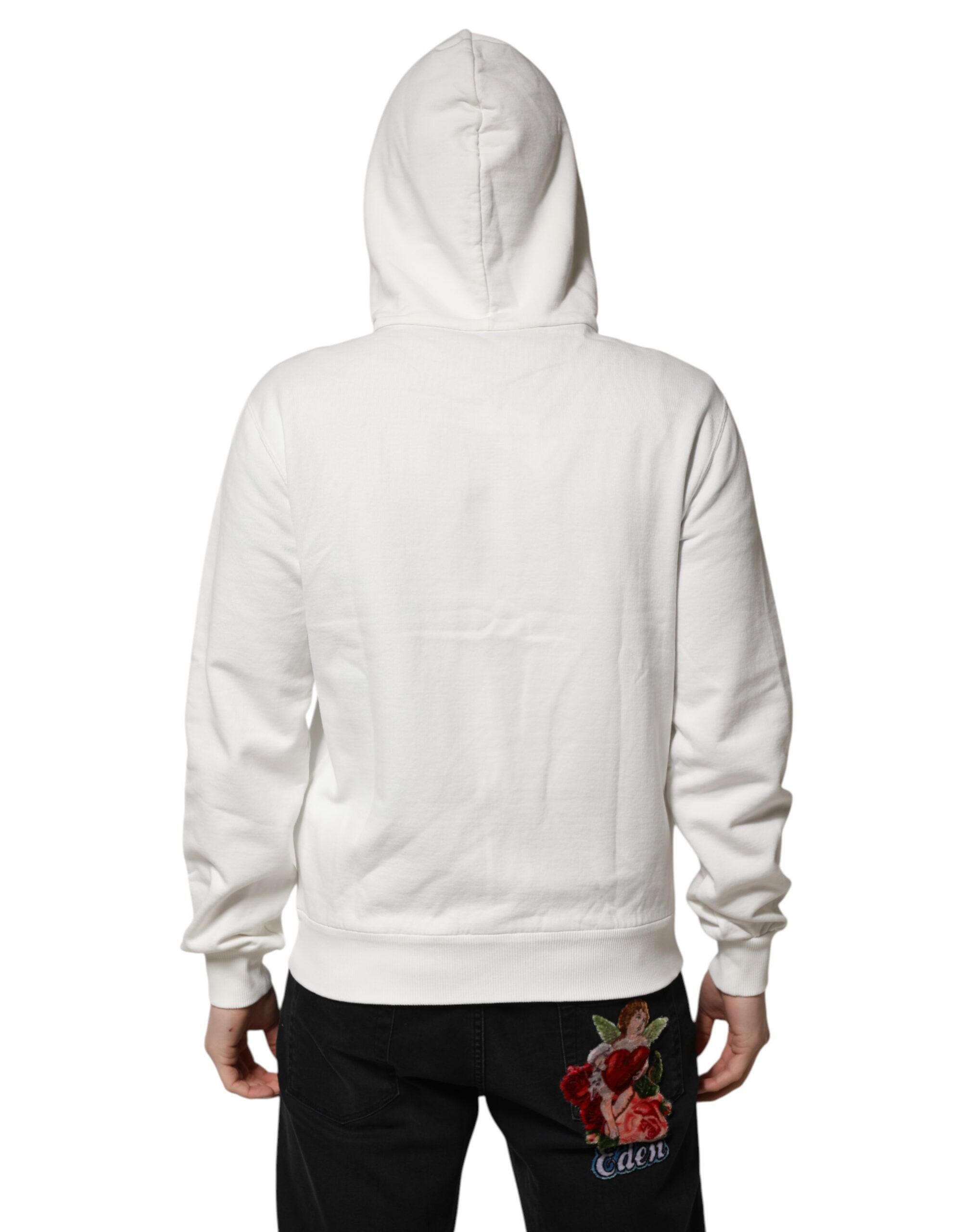 White Cotton DG ROYAL Print Hooded Men's Sweater - Dolce & Gabbana - Modalova