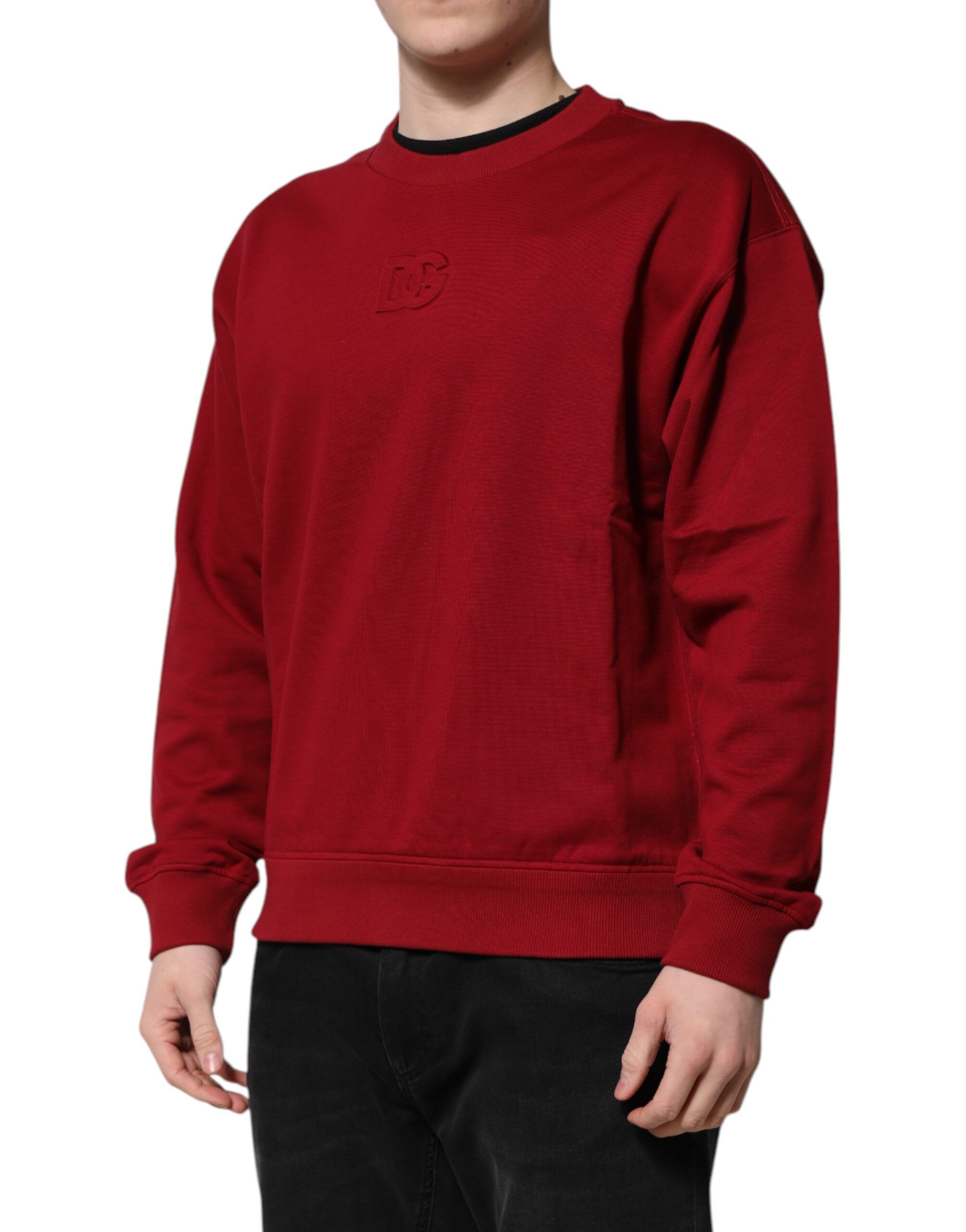 Embossed Logo Cotton Crew Neck Men's Sweater - Dolce & Gabbana - Modalova
